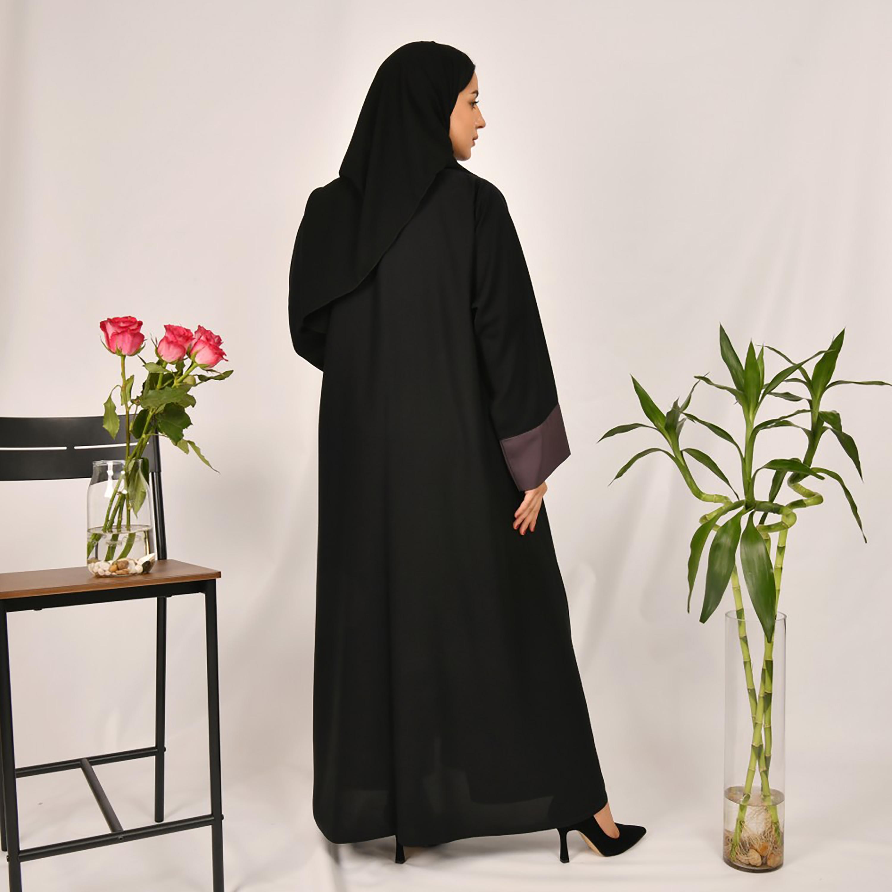 Lamha Colour Block Abaya with Hijab-women-arabicclothing-abayas-image-5