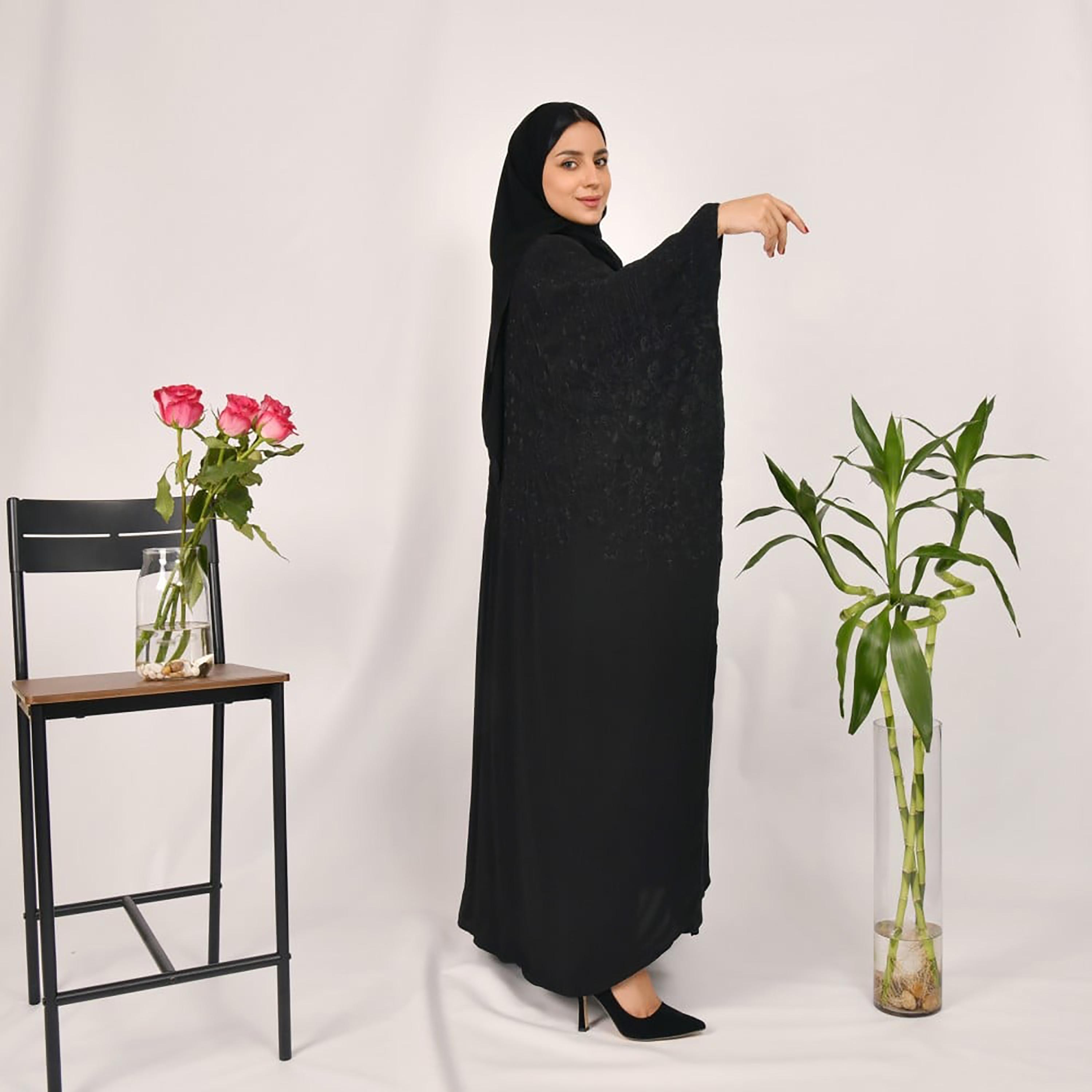 Lamha Embroidered Butterfly Abaya with Hijab-women-arabicclothing-abayas-image-4