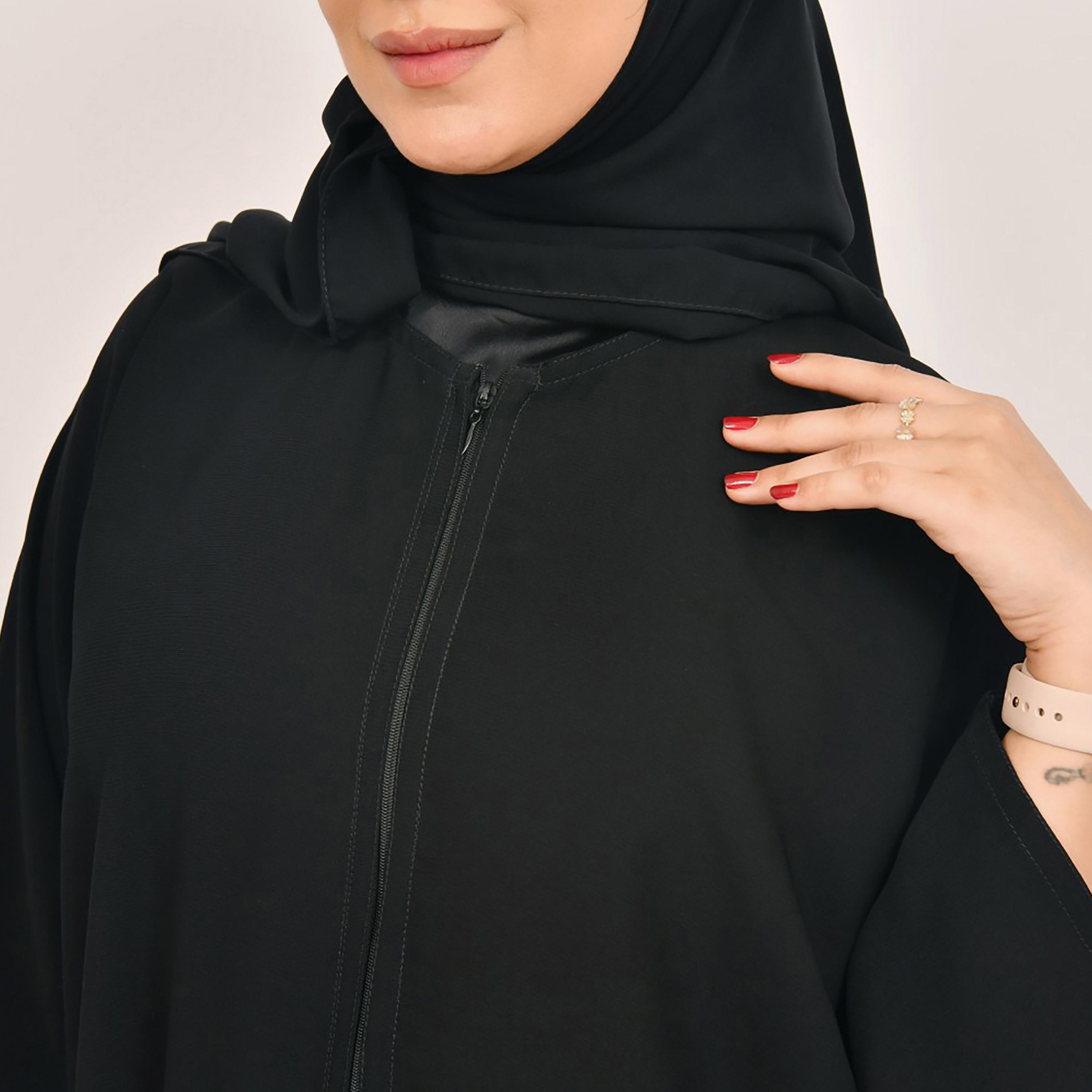 Lamha Plain Front Zip Abaya with Hijab-women-arabicclothing-abayas-image-3