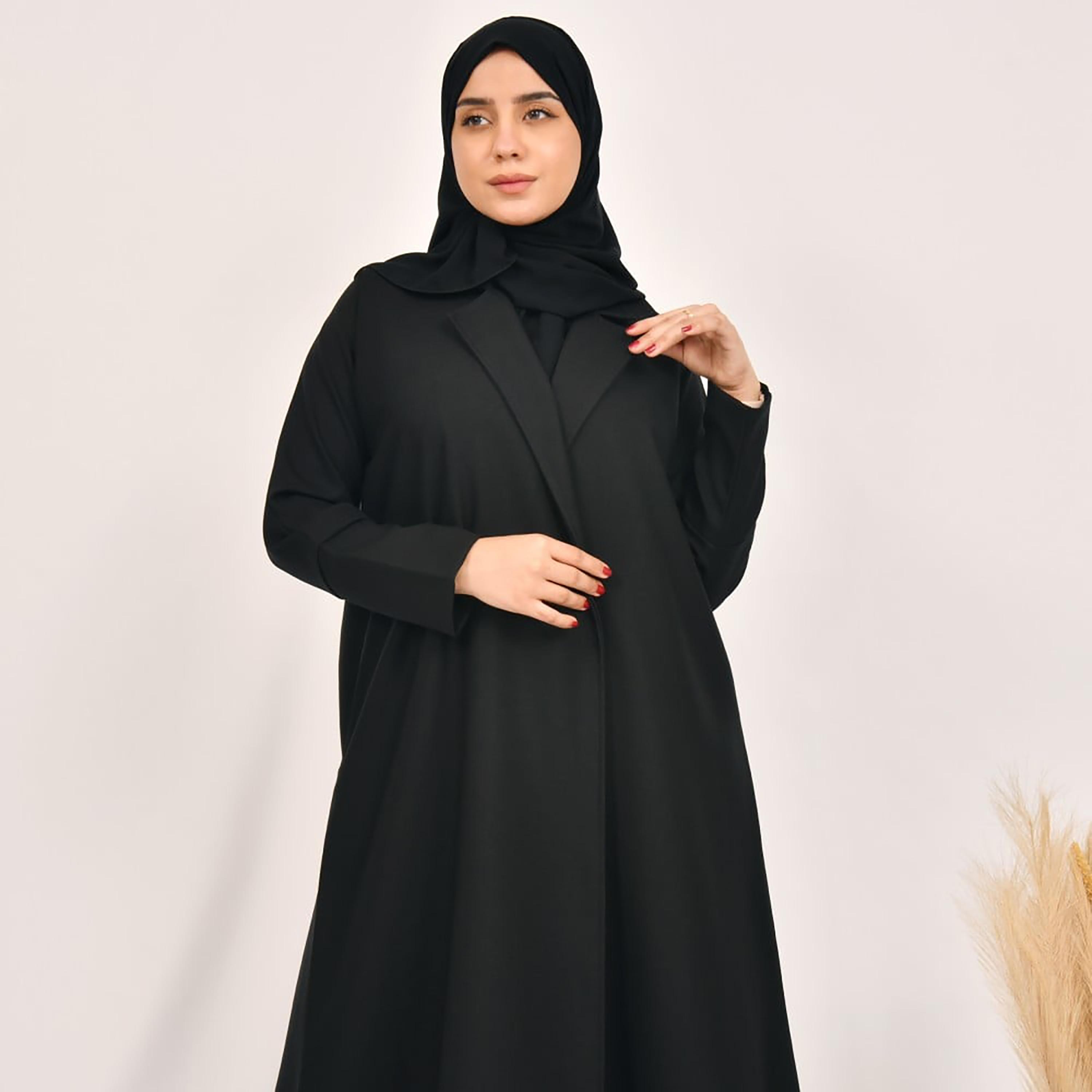 Lamha Plain Coat Style Abaya with Hijab-women-arabicclothing-abayas-image-2