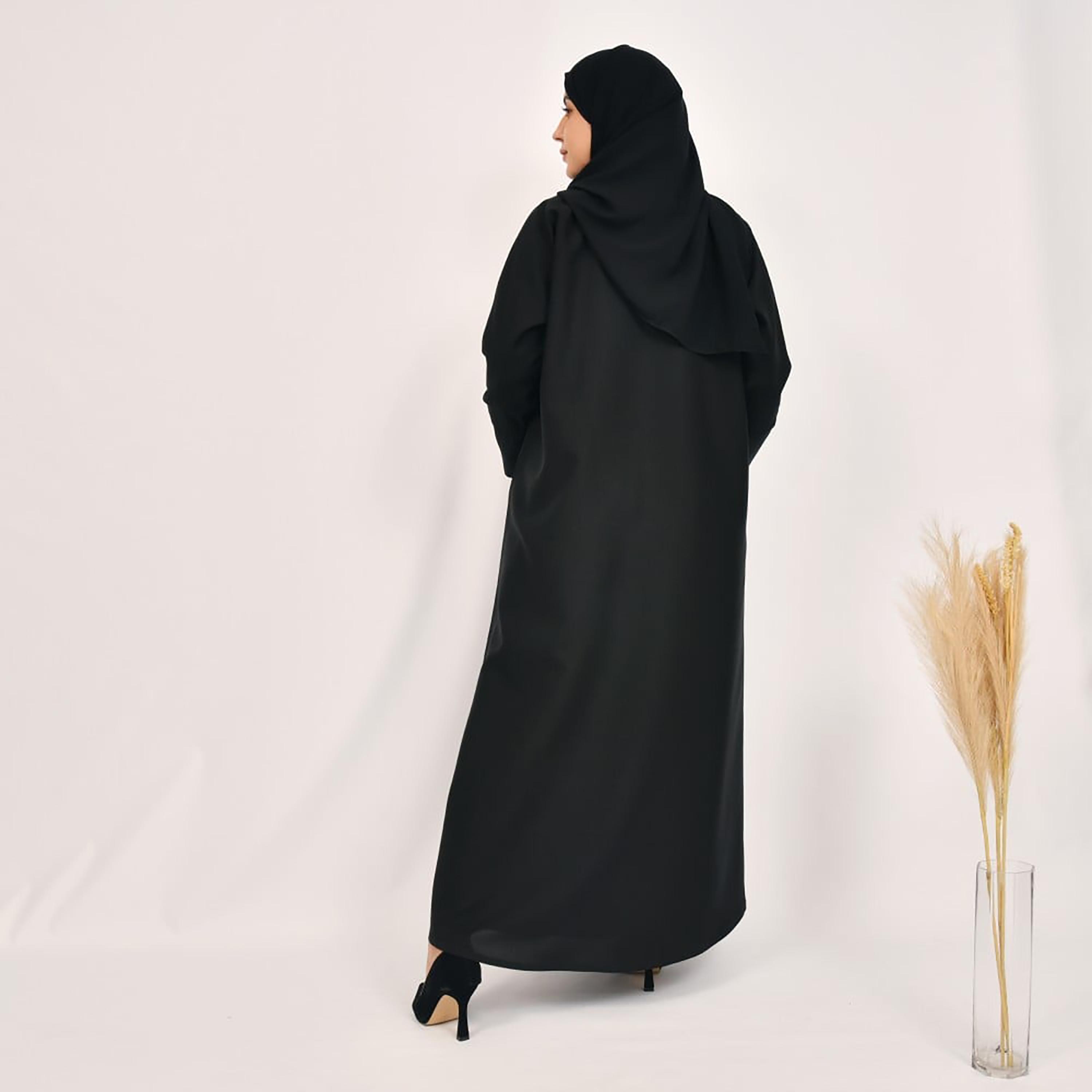 Lamha Plain Coat Style Abaya with Hijab-women-arabicclothing-abayas-image-4