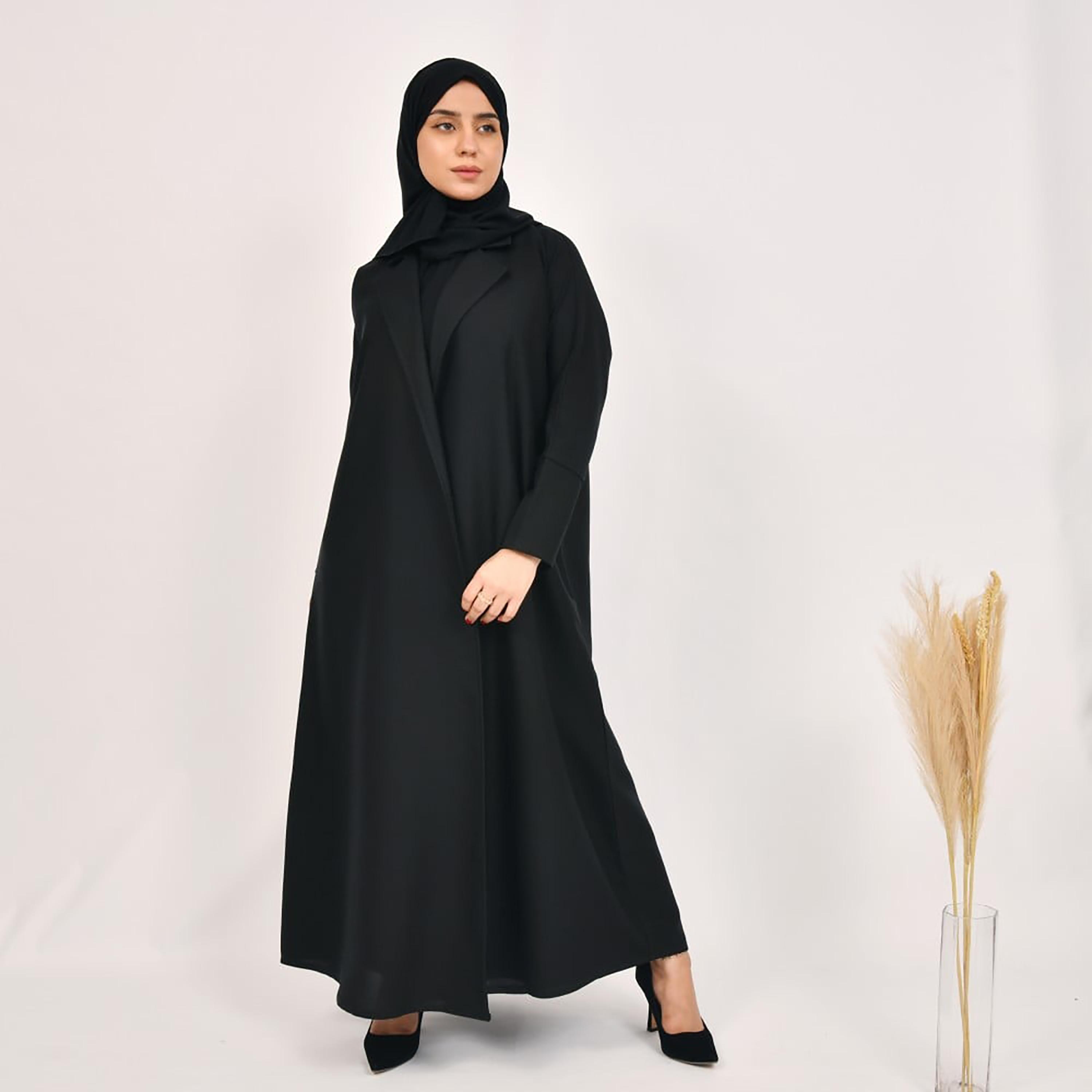 Lamha Plain Coat Style Abaya with Hijab-women-arabicclothing-abayas-image-1