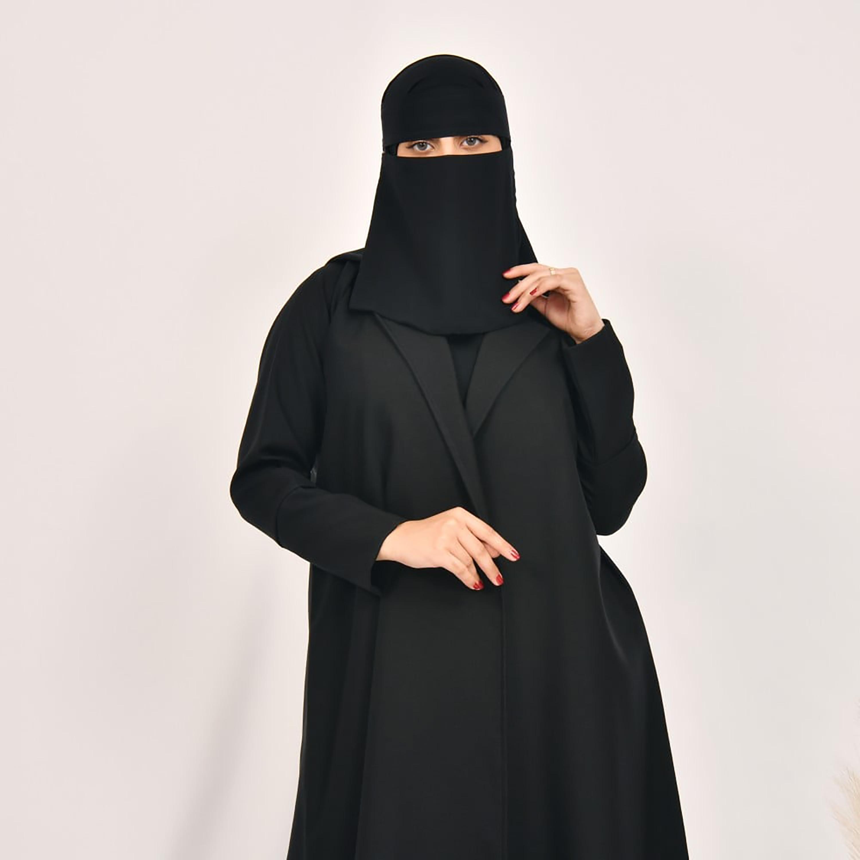 Lamha Plain Coat Style Abaya with Hijab-women-arabicclothing-abayas-image-5