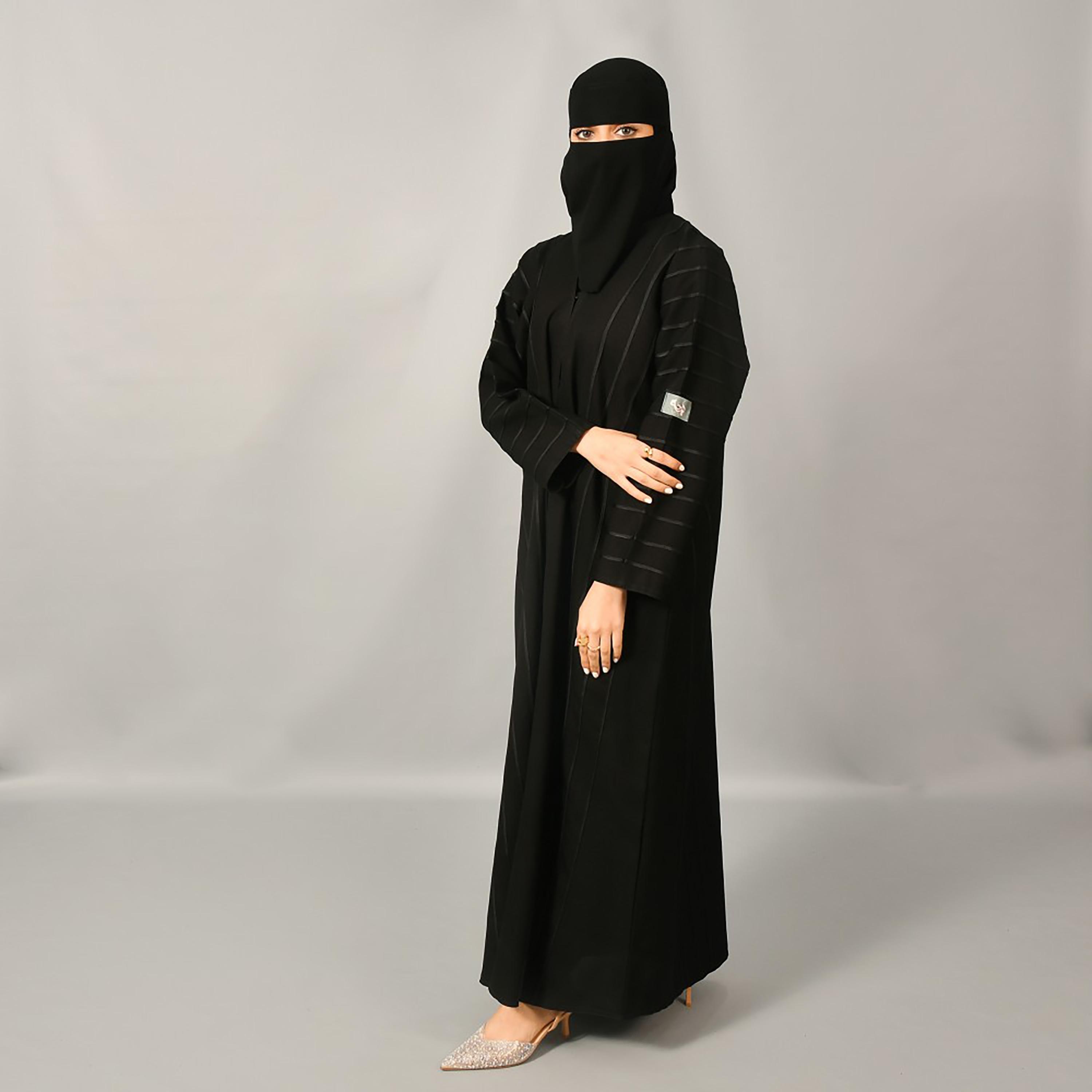 Lamha Striped Abaya with Hijab-women-arabicclothing-abayas-image-4