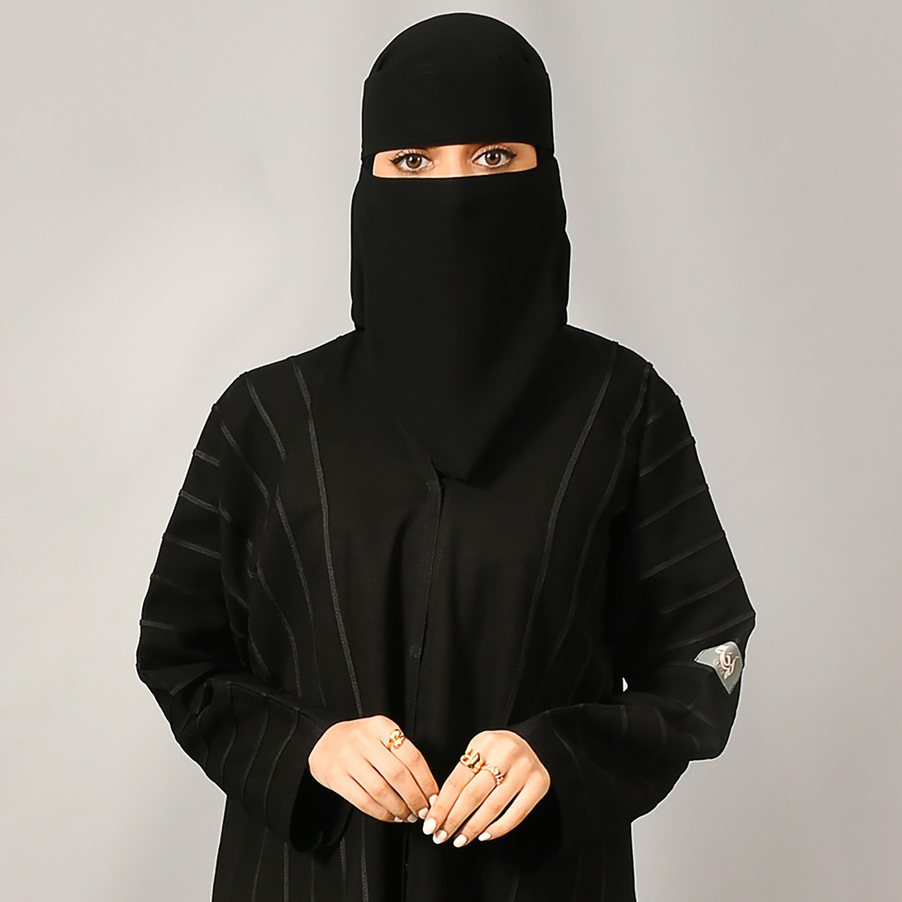 Lamha Striped Abaya with Hijab-women-arabicclothing-abayas-image-2