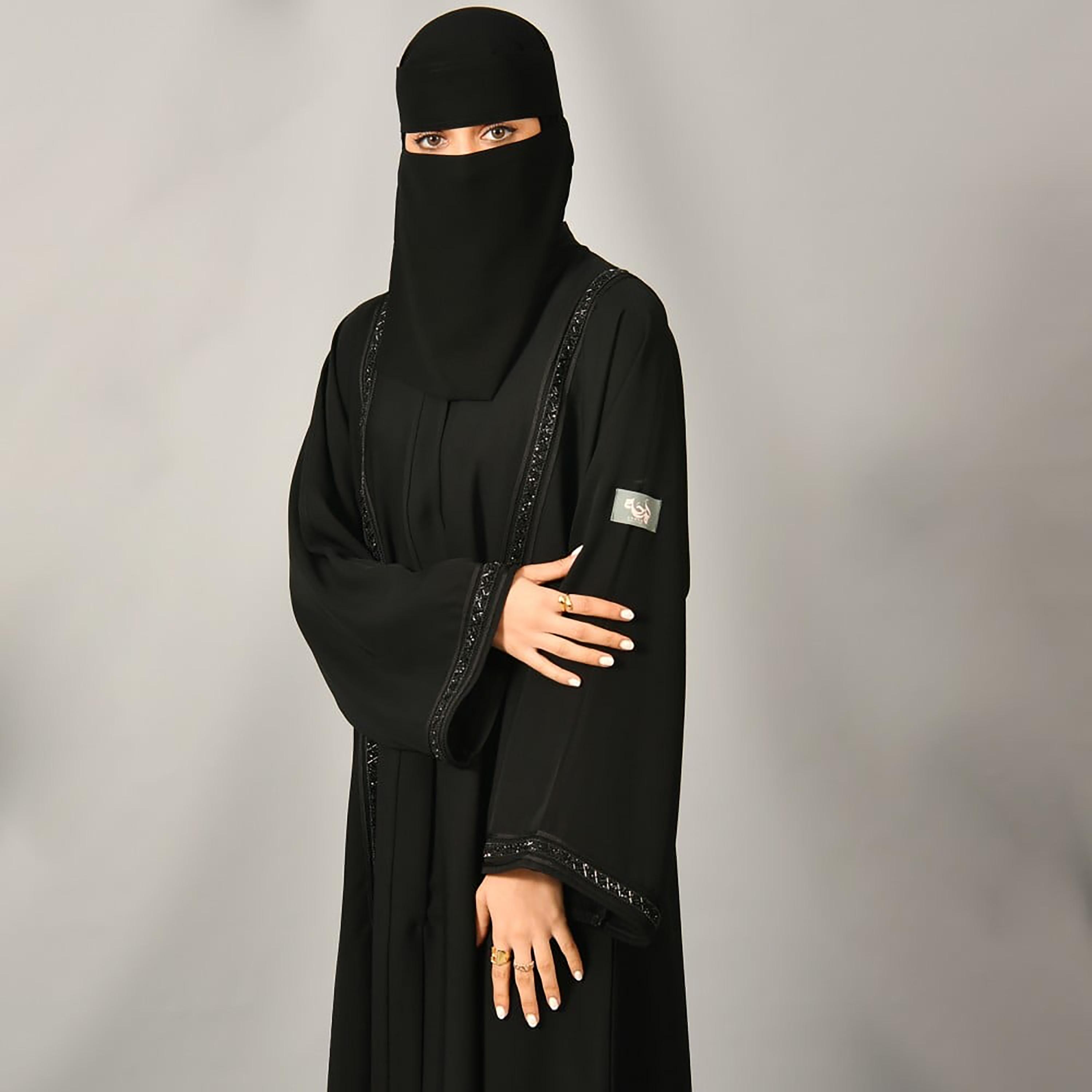 Lamha Beaded Detailed Abaya with Hijab-women-arabicclothing-abayas-image-2