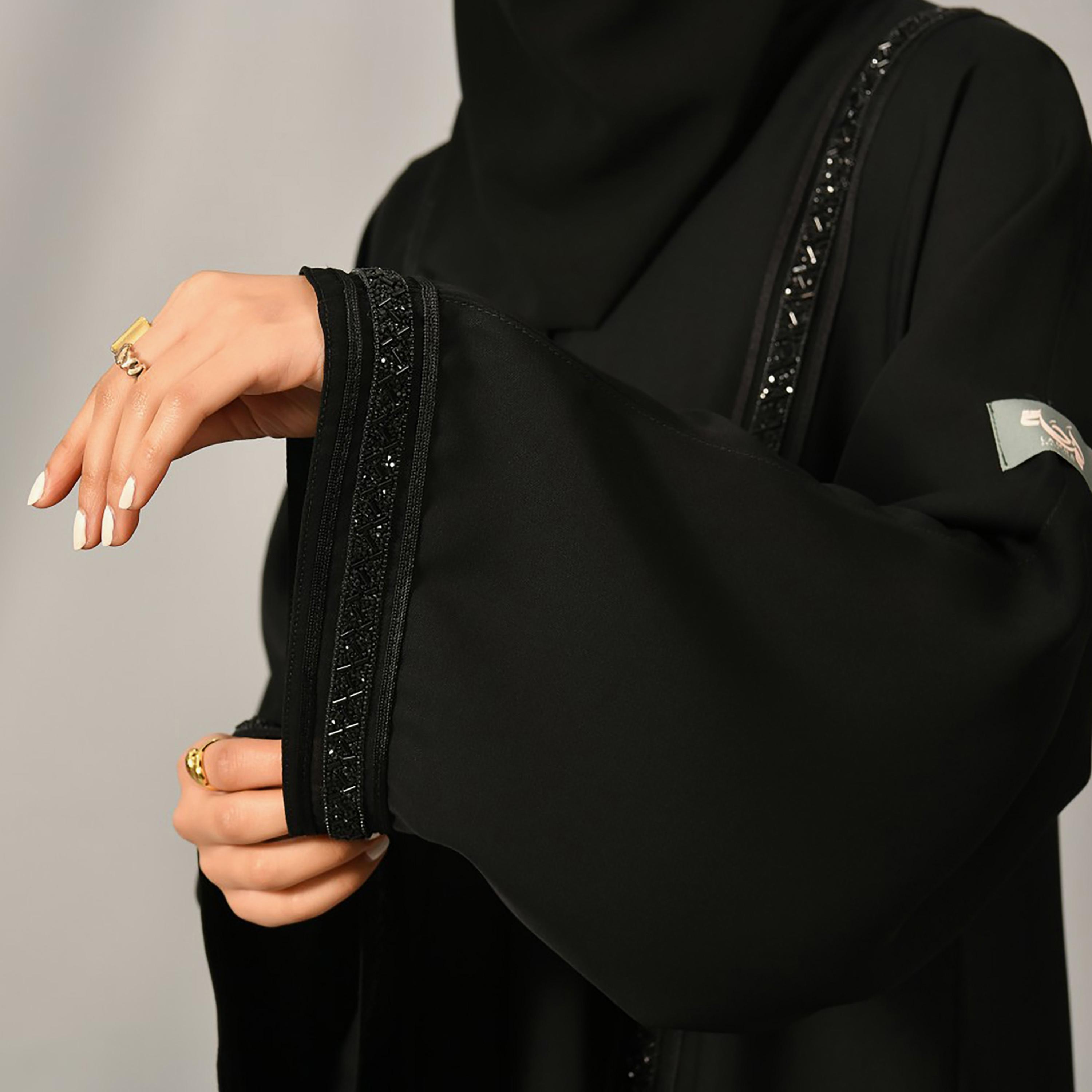 Lamha Beaded Detailed Abaya with Hijab-women-arabicclothing-abayas-image-3