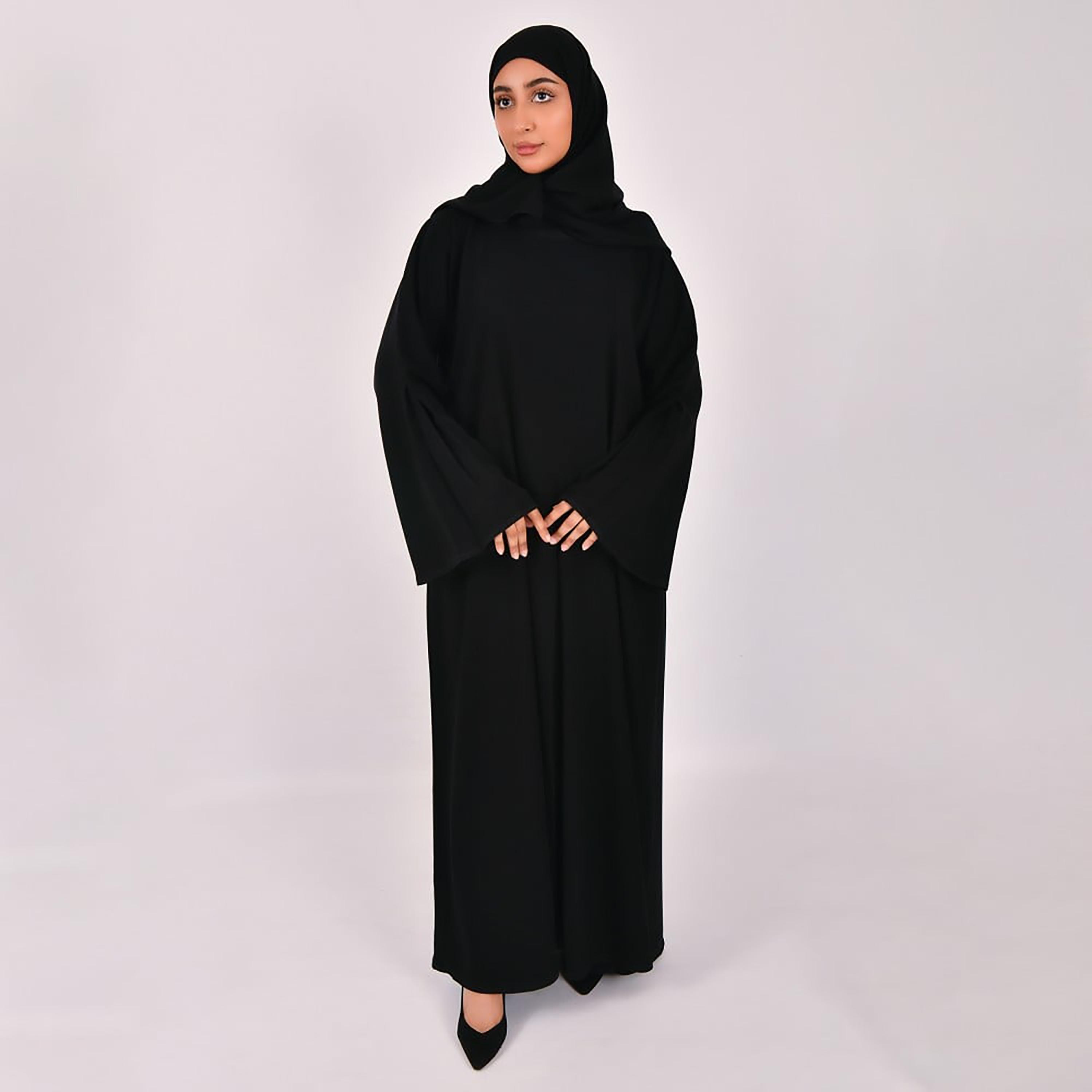 Lamha Pleated Detailed Sleeves Abaya with Hijab-women-arabicclothing-abayas-image-4