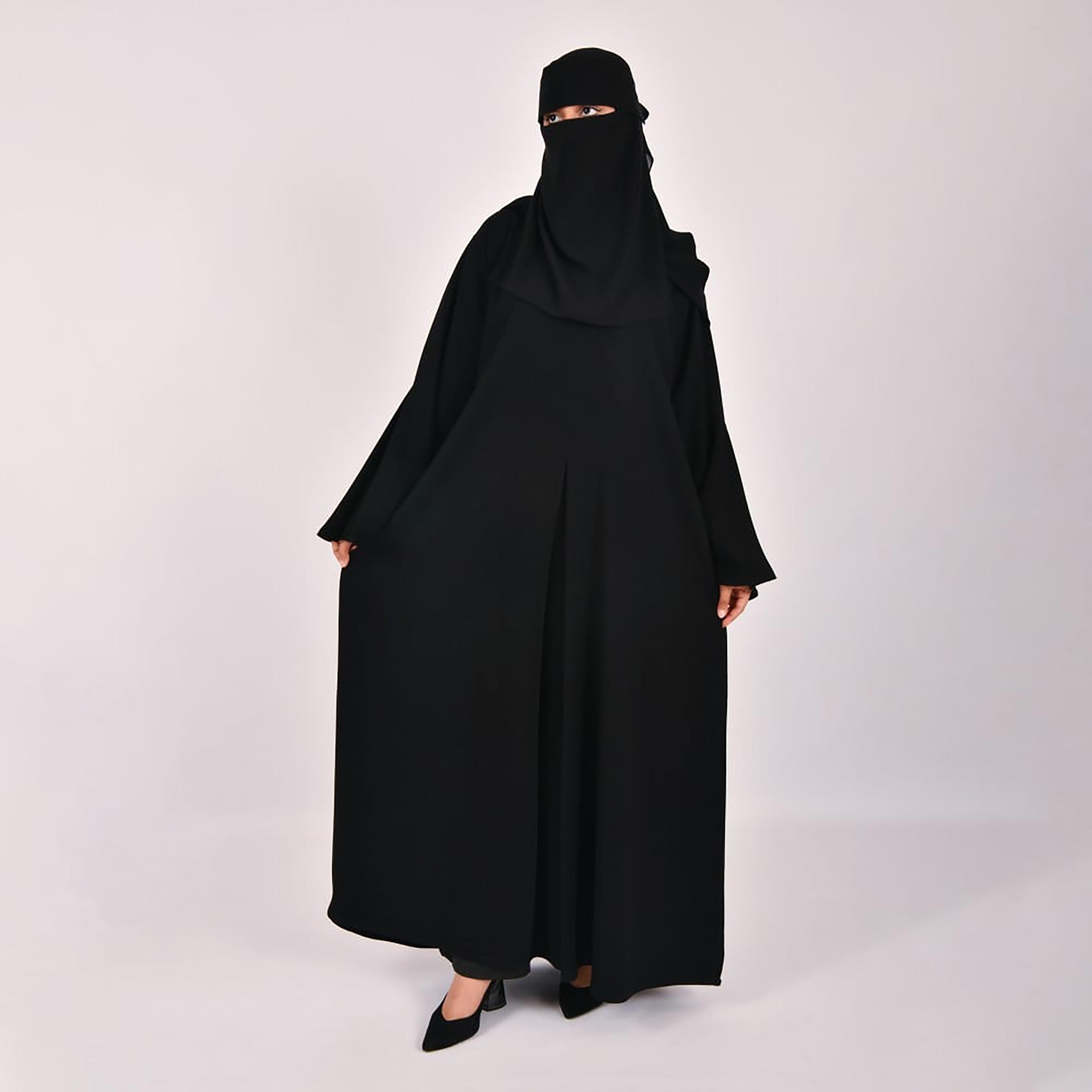 Lamha Pleated Detailed Sleeves Abaya with Hijab-women-arabicclothing-abayas-image-5