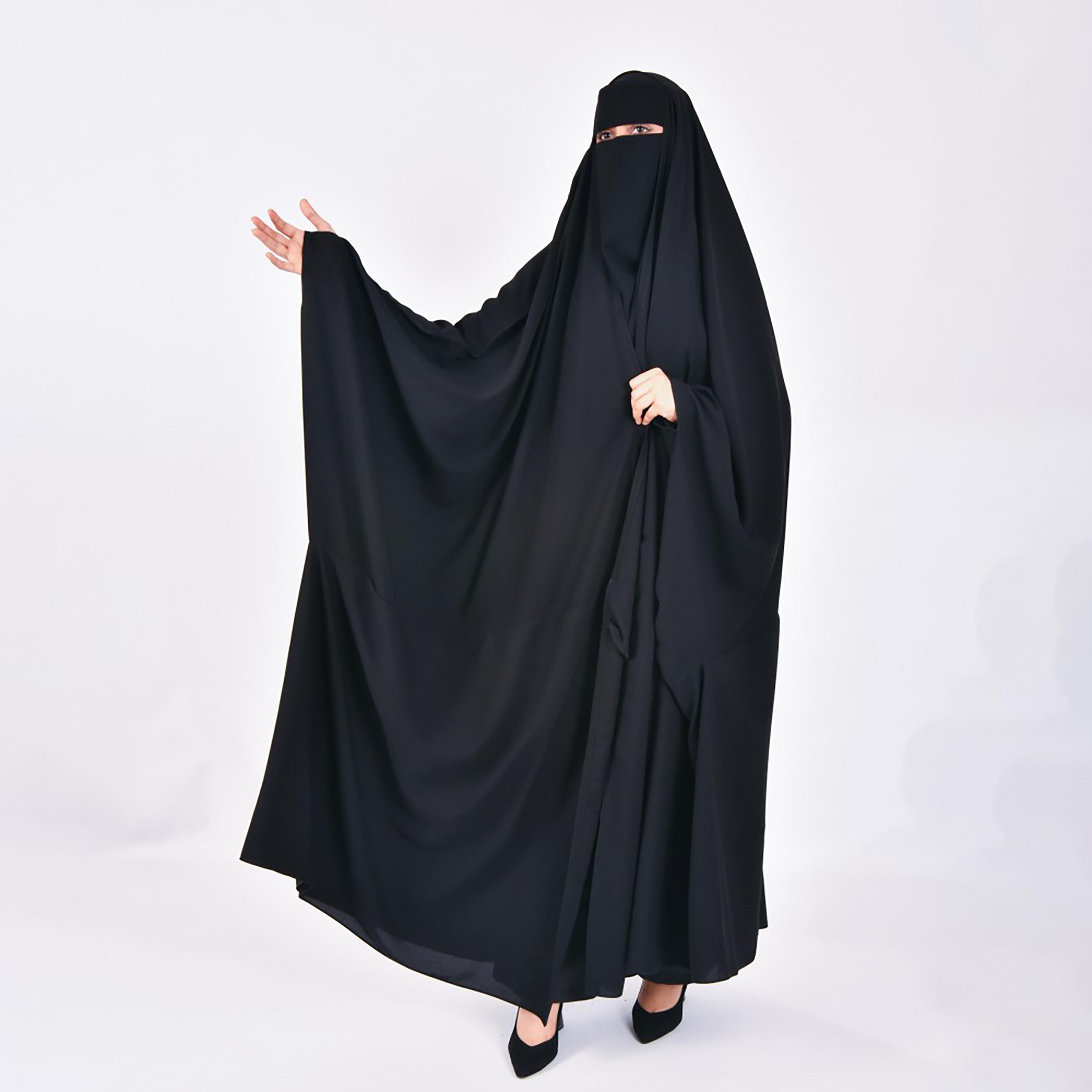 Lamha Plain Closed Head Abaya with Hijab-women-arabicclothing-abayas-image-1