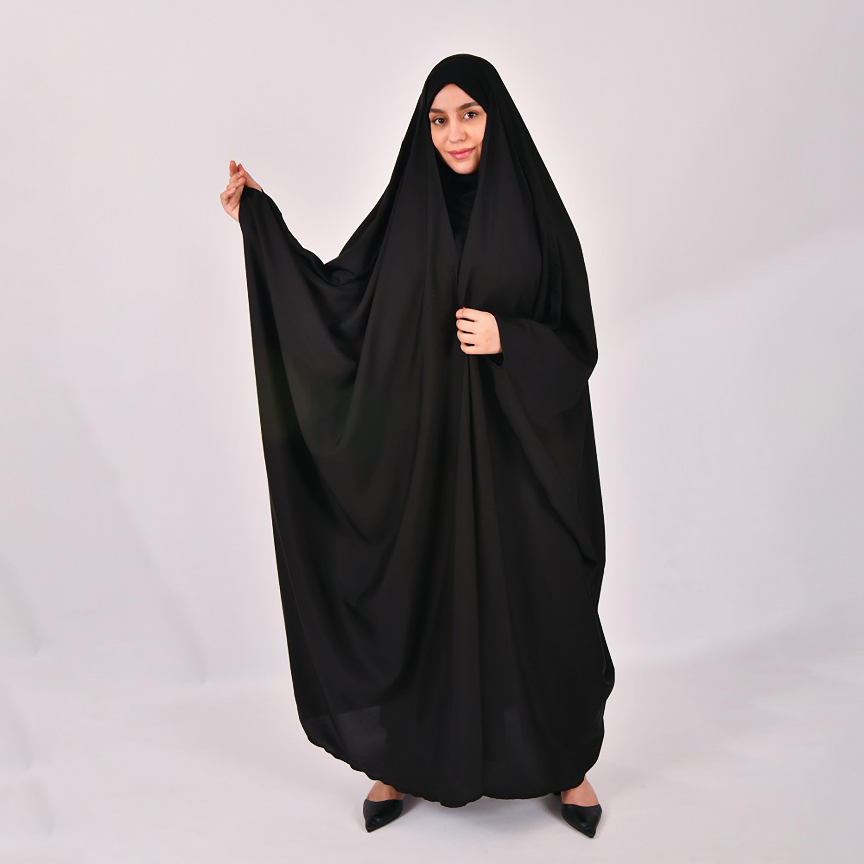 Lamha Plain Open Head Abaya with Hijab-women-arabicclothing-abayas-image-1