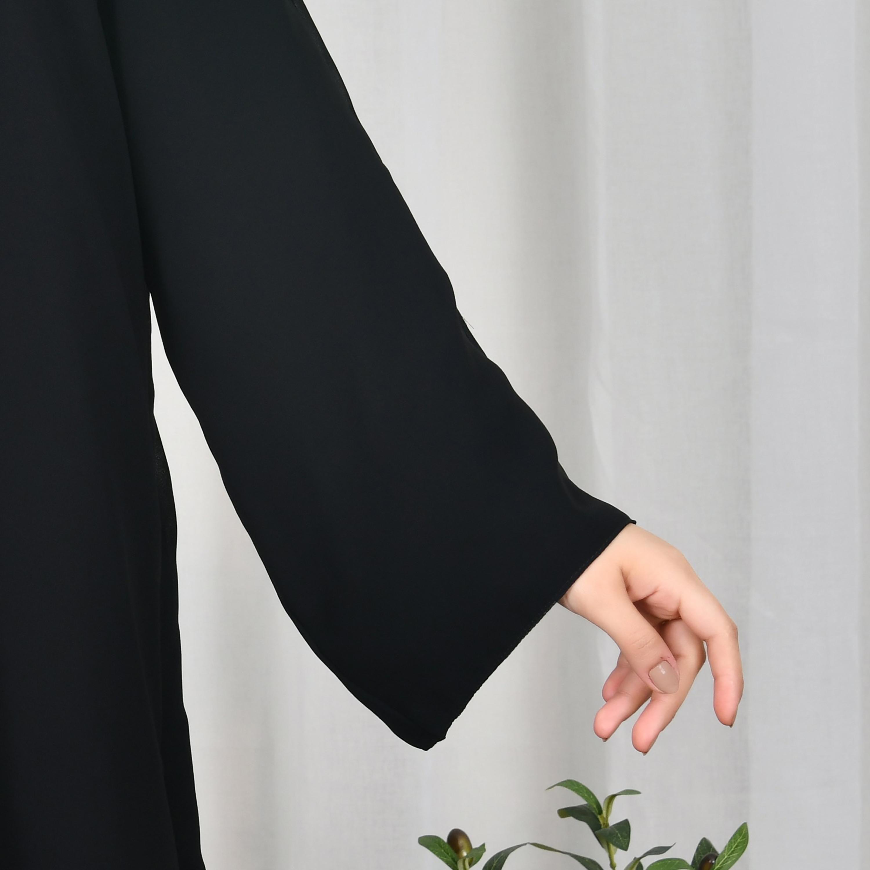 Hawraa Black Crepe Abaya with Hijab-women-arabicclothing-abayas-image-4