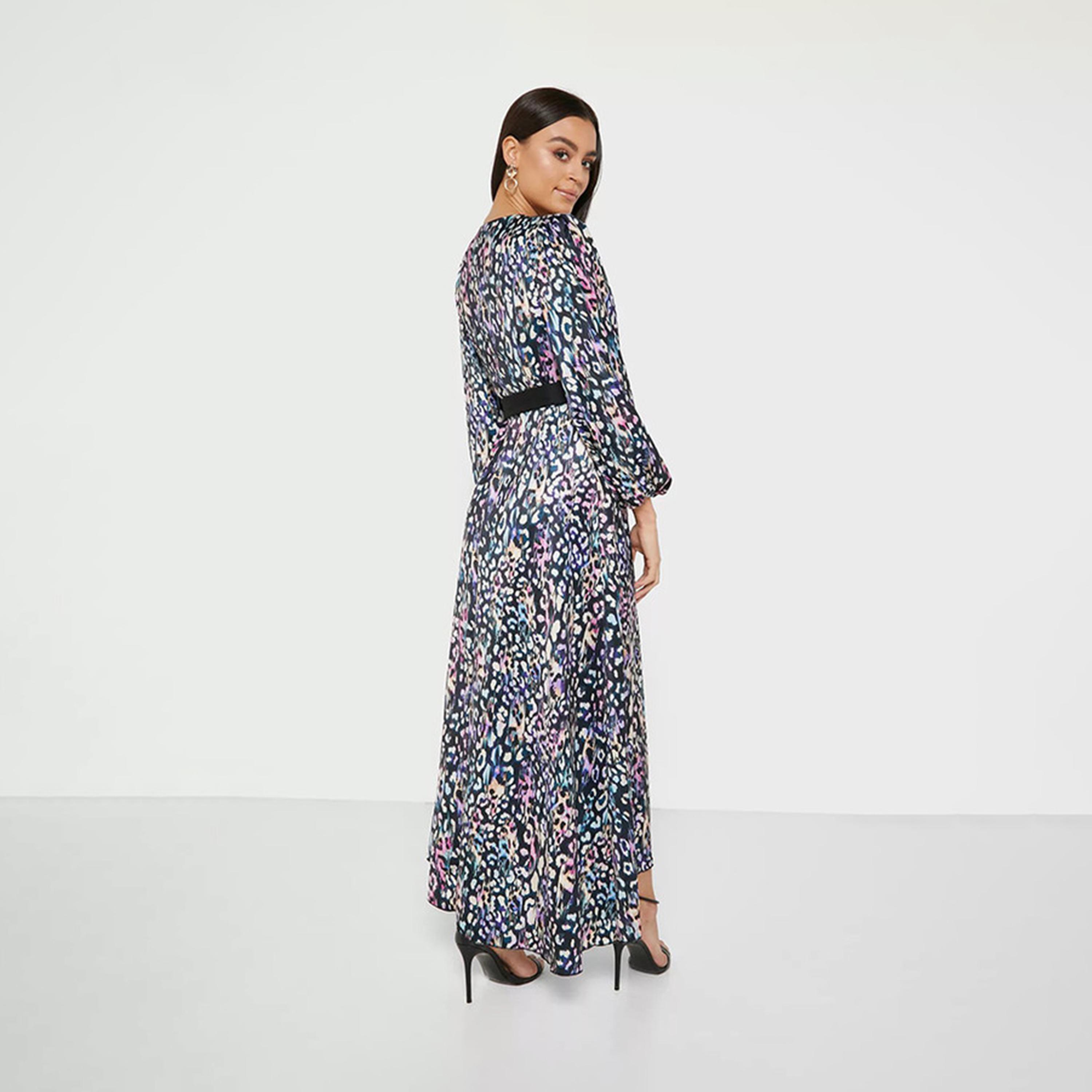 Little Mistress Multicolour Wrap Maxi Dress in Satin-women-clothing-dresses-image-2
