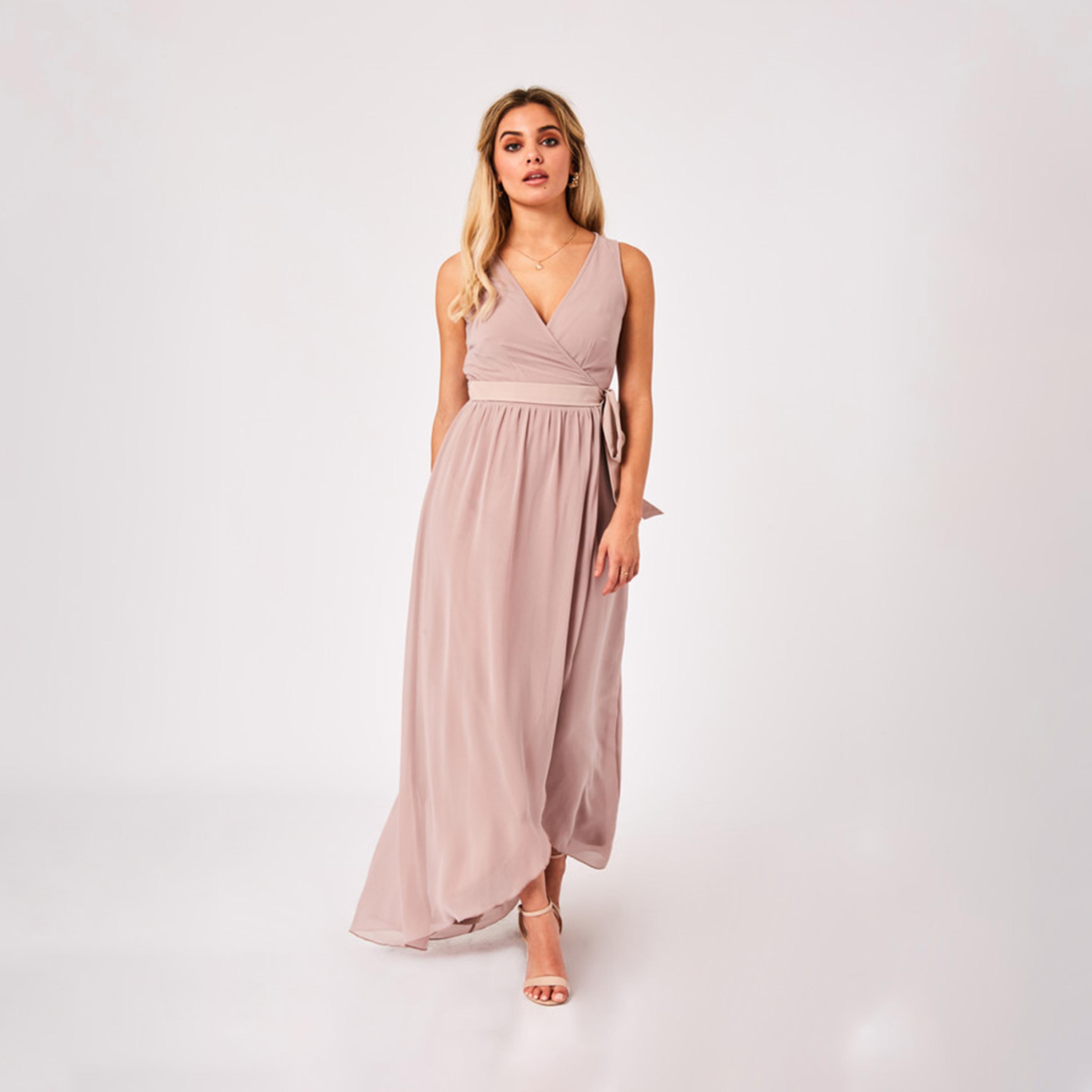 ليتل مسترس- فستان ماكسي ياقة على شكل V غير متناسق-women-clothing-dresses-image-1
