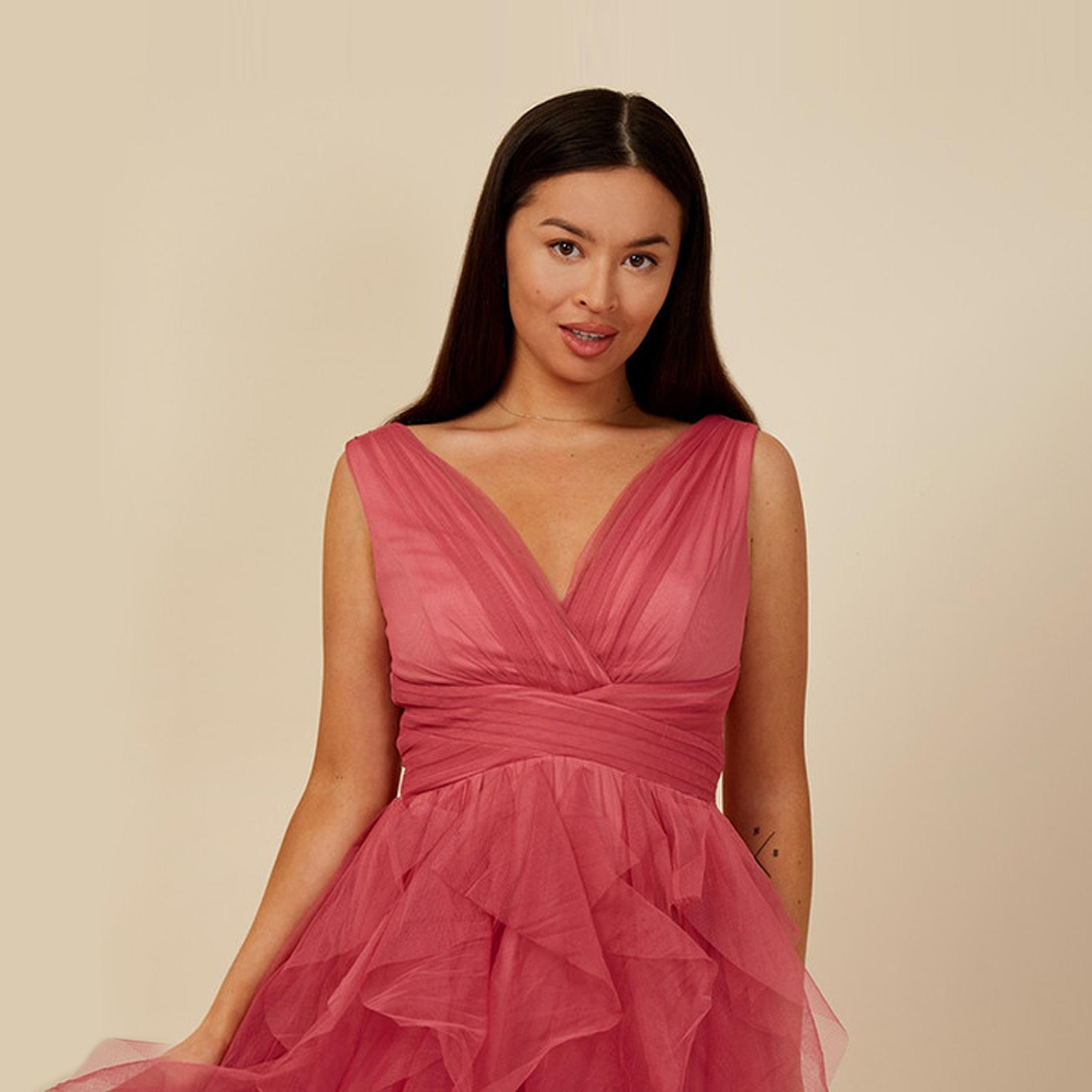 Little Mistress Pink Net Frill Midi Dress-women-clothing-dresses-image-3