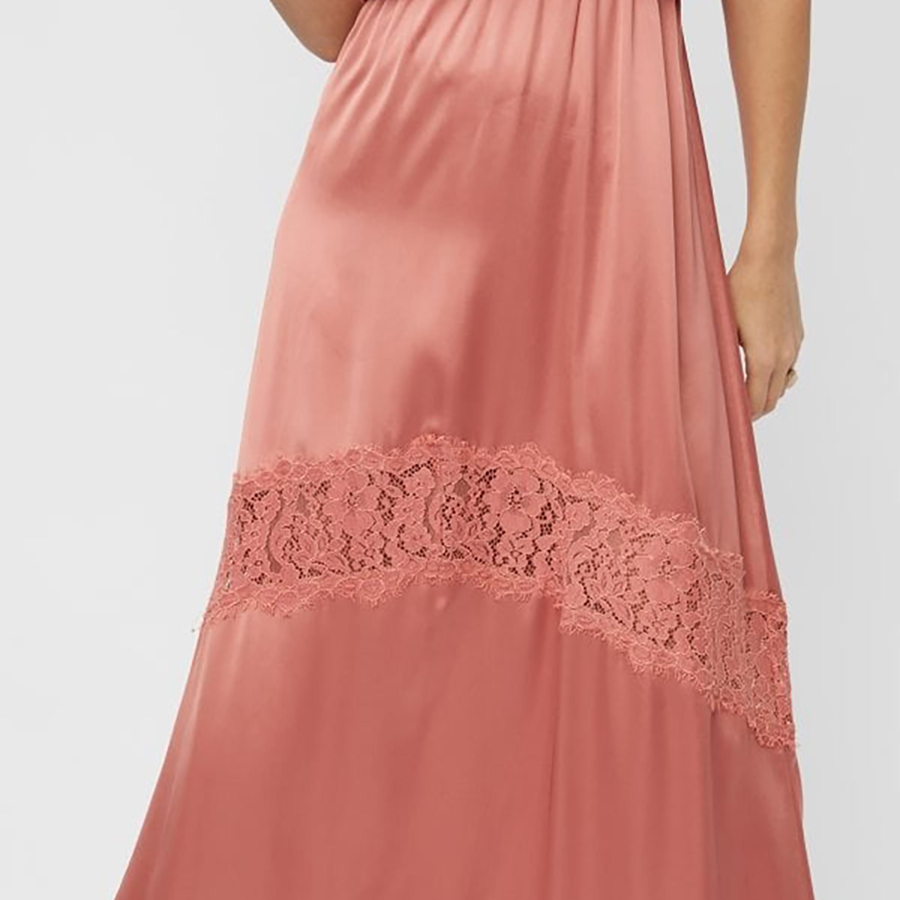 Little Mistress Pink Plain Off Shoulder Evening Fit and Flared Maxi Women's Dress-women-clothing-dresses-image-2