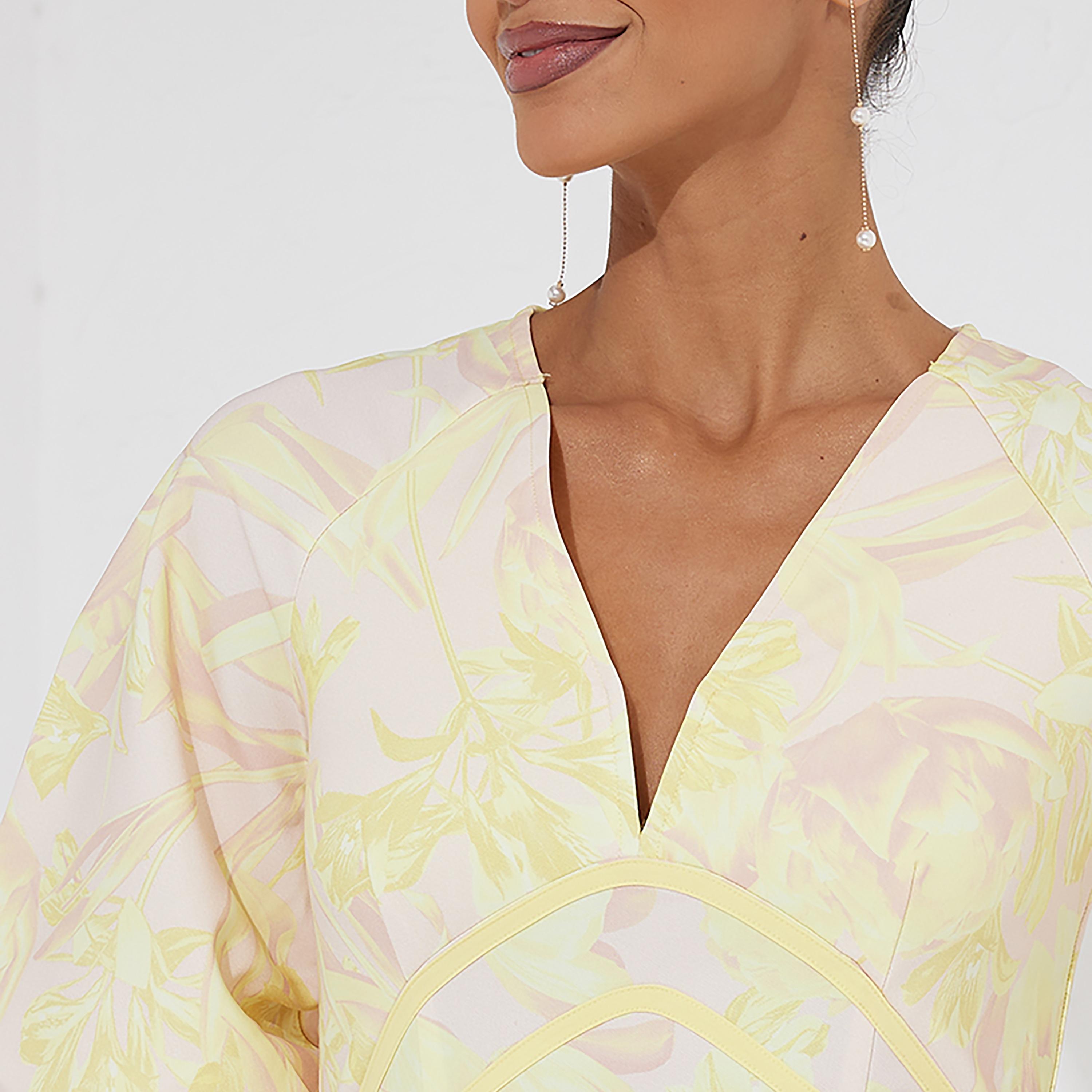 Little Mistress Multicolour Printed Balloon Sleeves Bodycon Mini Women's Dress-women-clothing-dresses-image-2