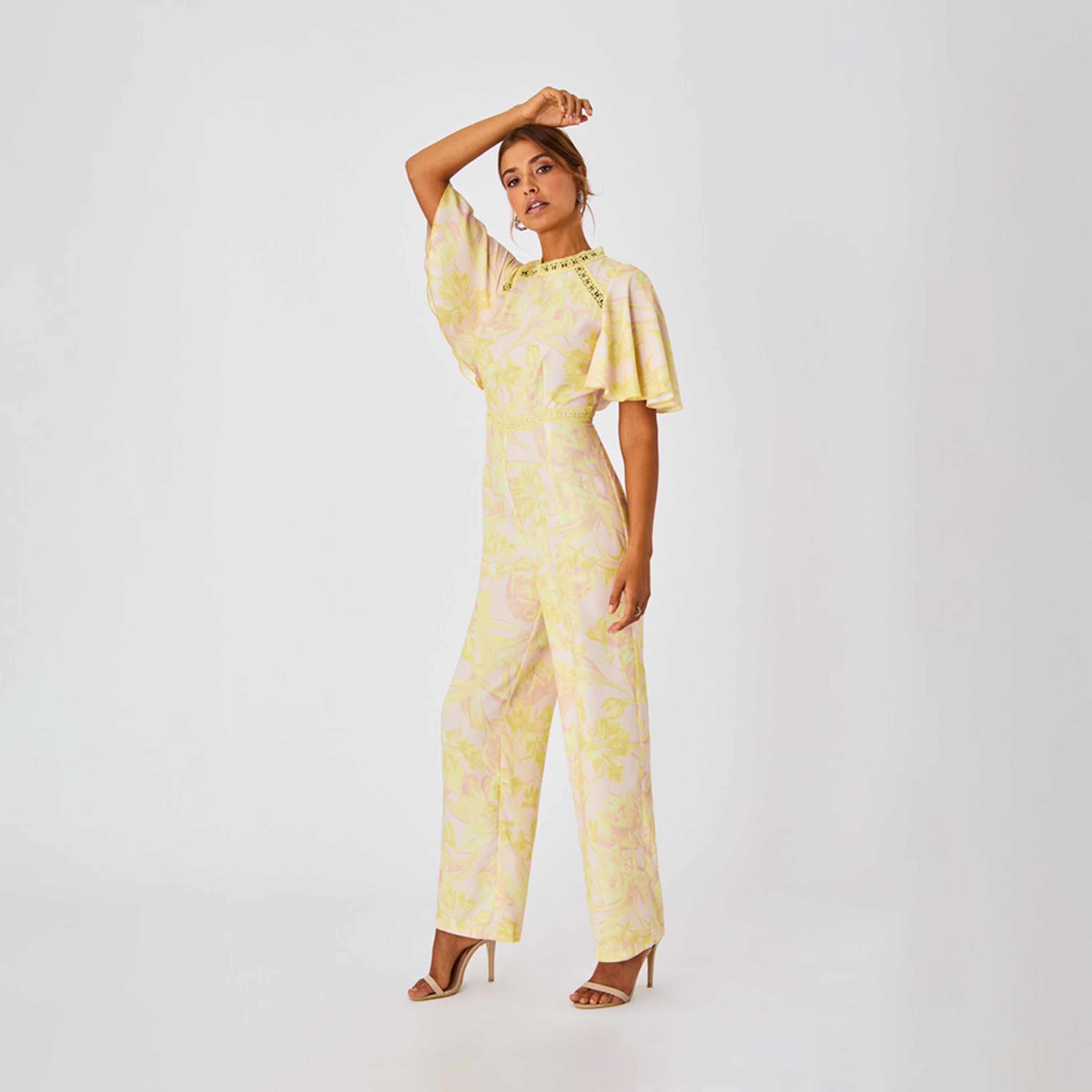 ليتل مسترس- جمبسوت مورد ياقة مرتفعة أكمام قصيرة-women-clothing-jumpsuits-image-1
