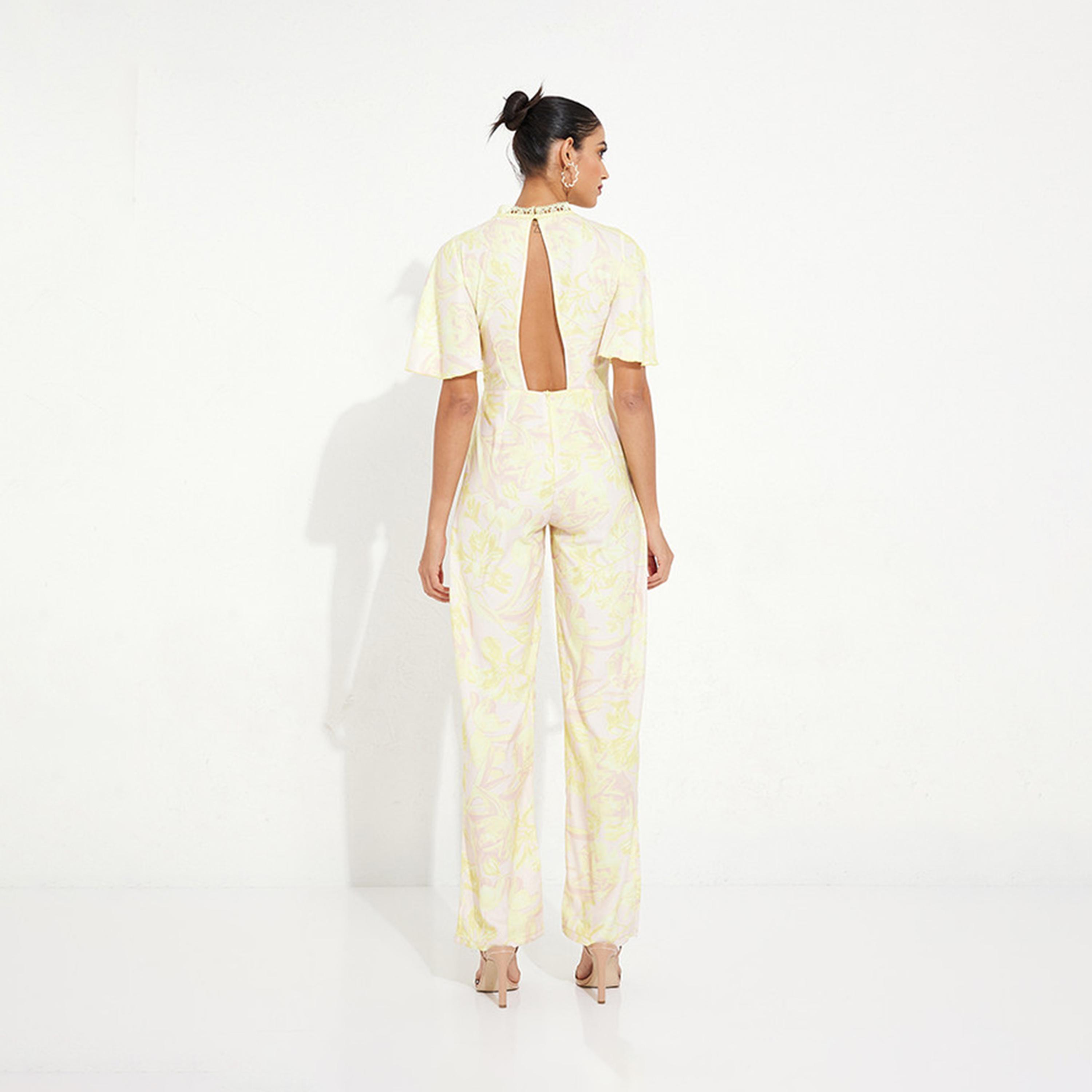 Little Mistress Floral High Neck Jumpsuit with Short Sleeves-women-clothing-jumpsuits-image-4