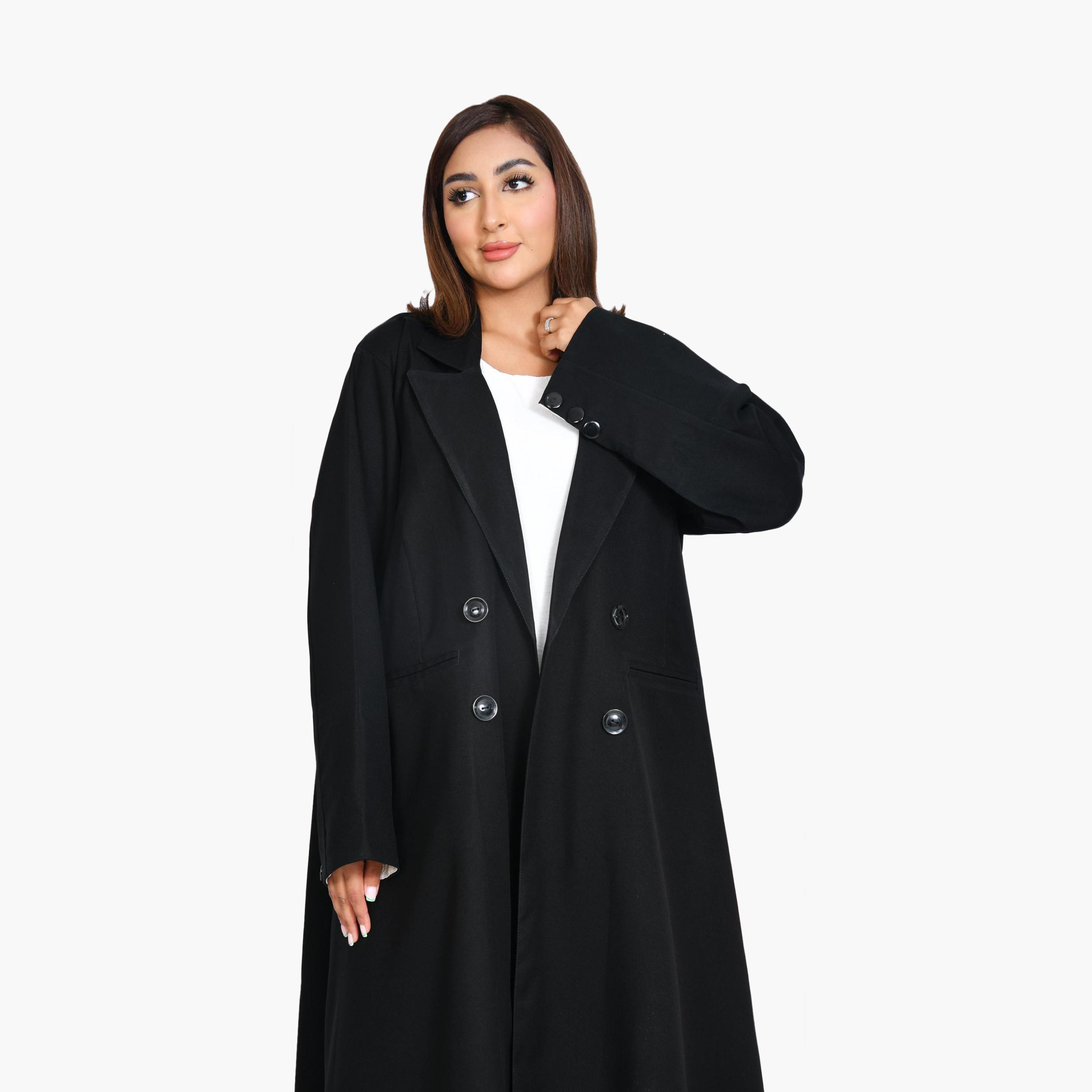 Beyond Abaya Black Lapel Collar Linen Women's Formal Coat Style Abaya-women-arabicclothing-abayas-image-2
