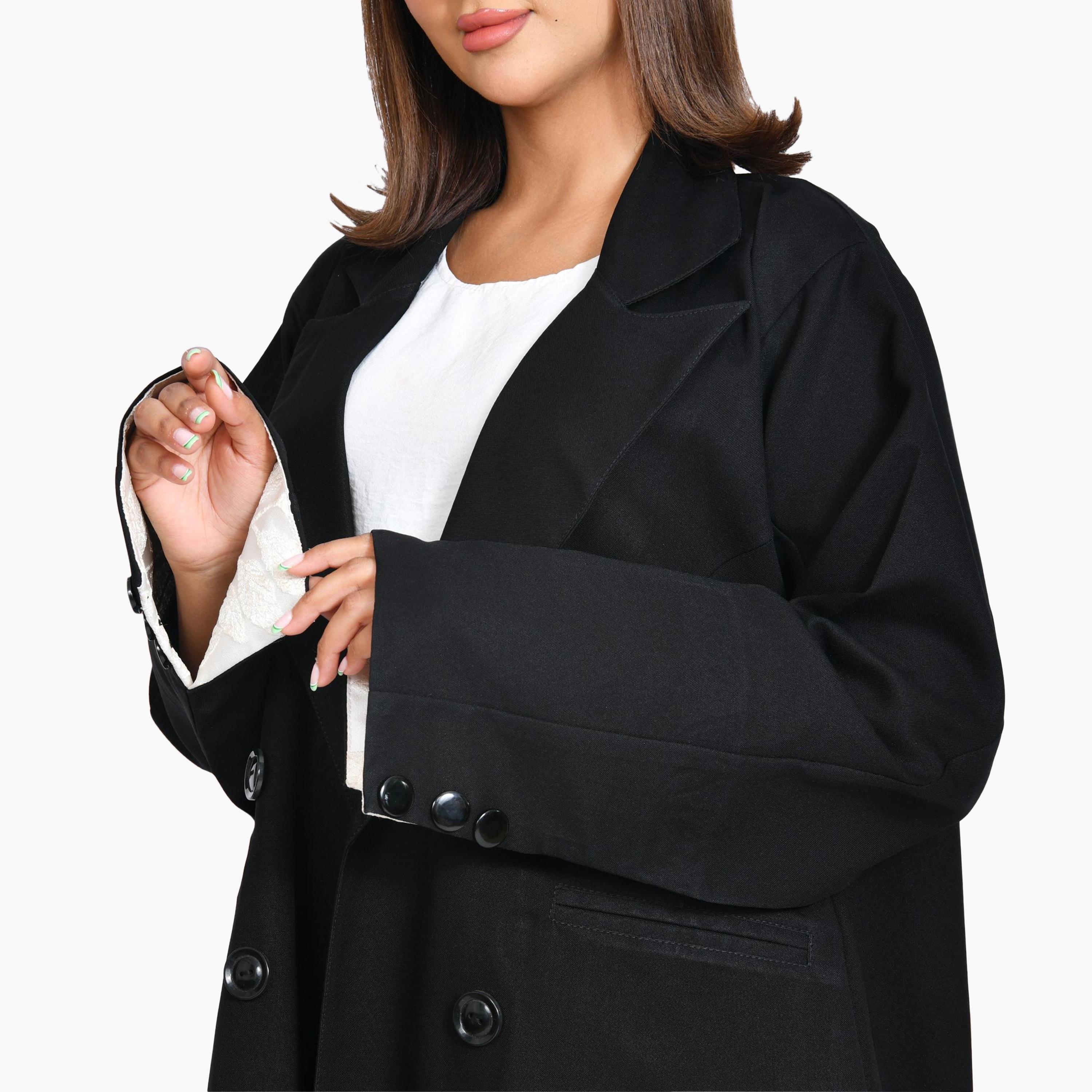 Beyond Abaya Black Lapel Collar Linen Women's Formal Coat Style Abaya-women-arabicclothing-abayas-image-4