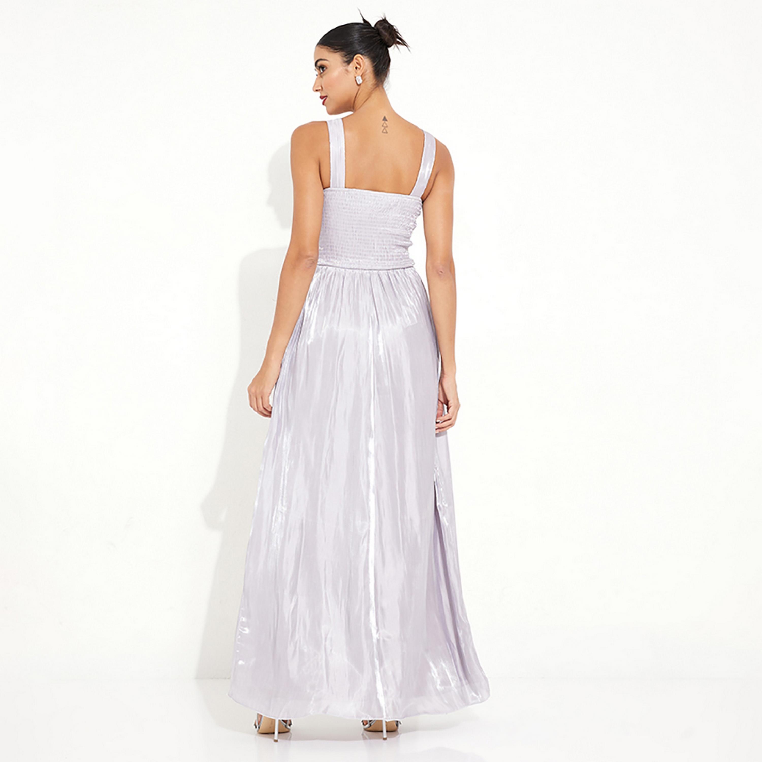 Little Mistress Grey Pearl Embellished Evening Fit and Flared Maxi Women's Dress-women-clothing-dresses-image-4