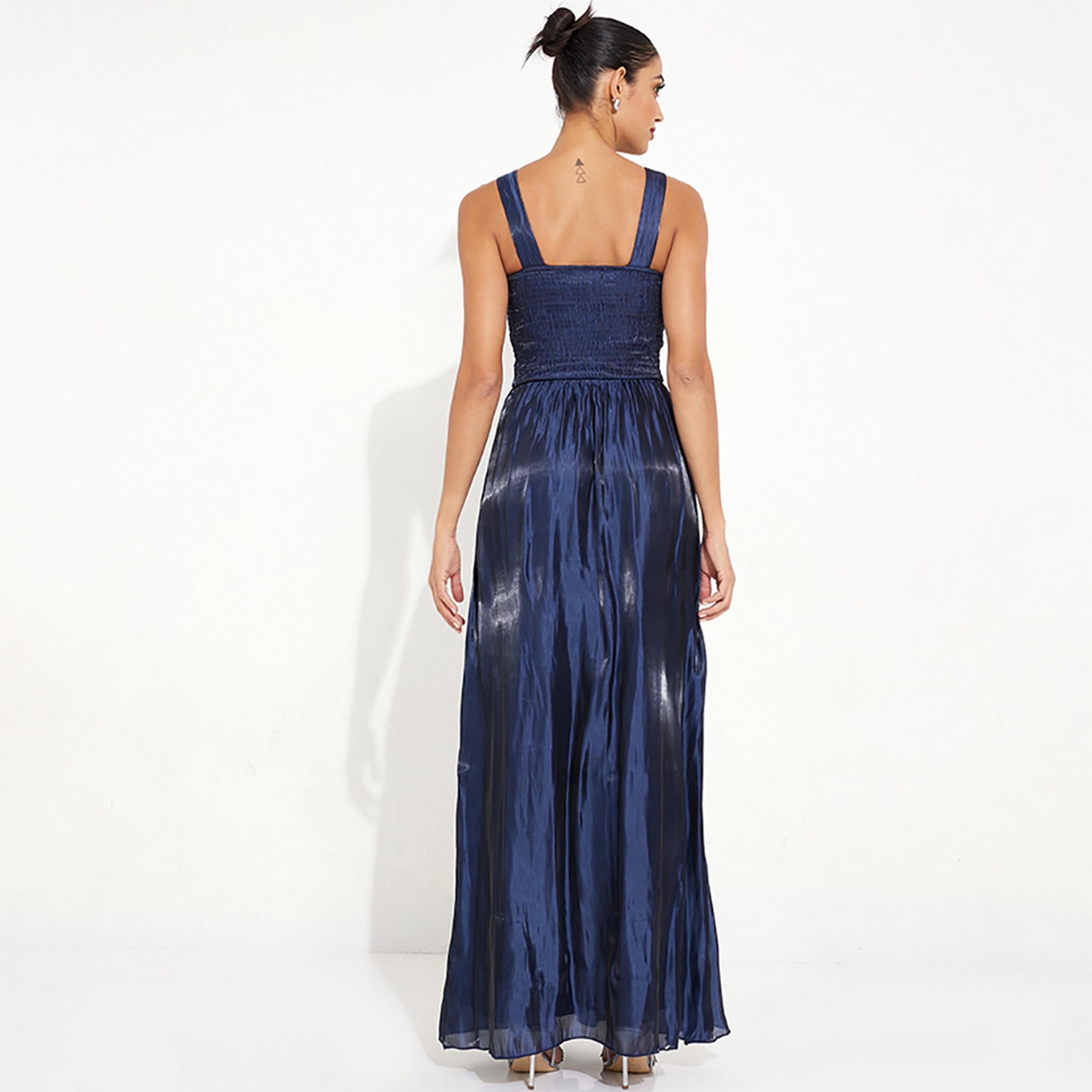 Little Mistress Blue Pearl Embellished Evening Fit and Flared Maxi Women's Dress-women-clothing-dresses-image-4