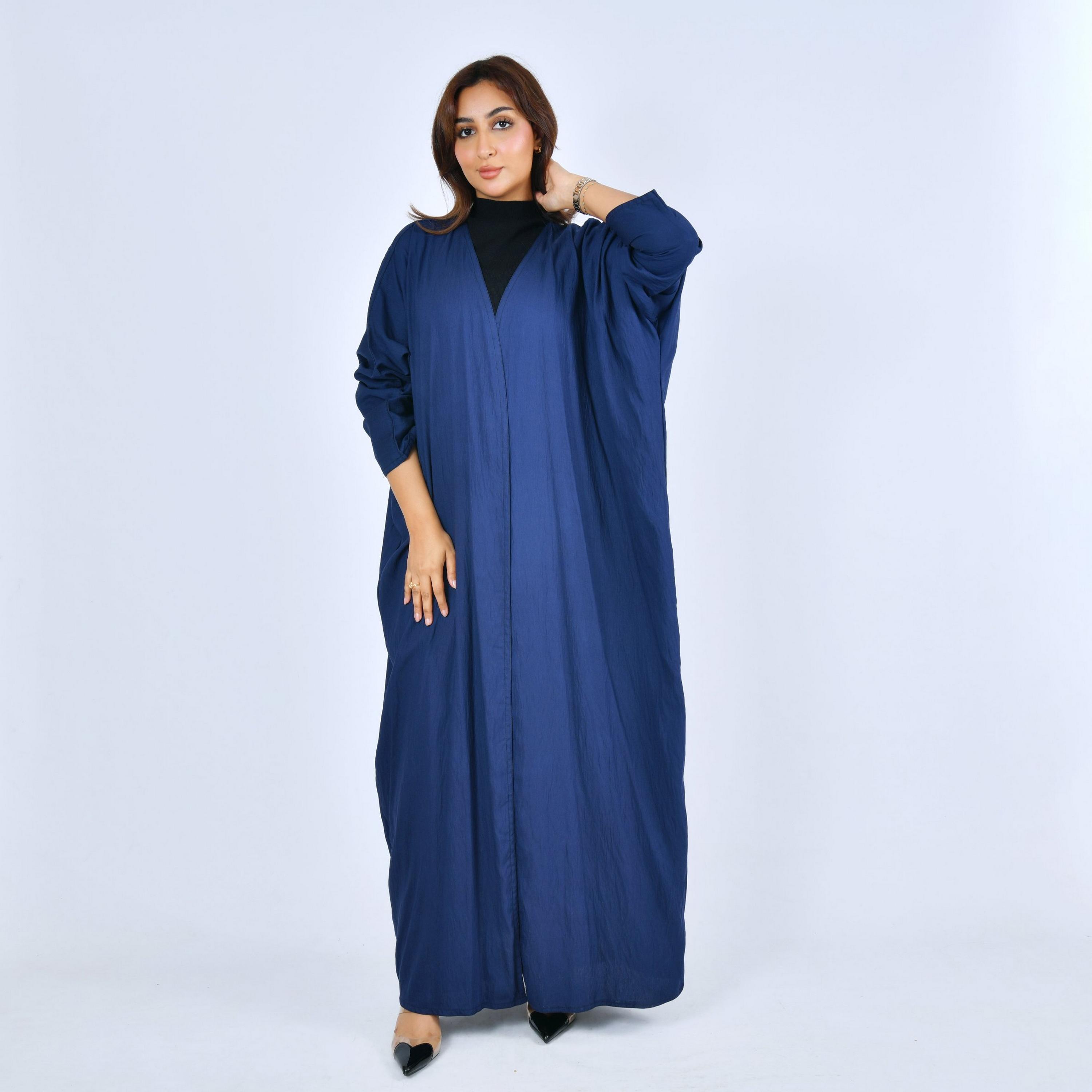 عباية "رُبع بشت" كتان نسائية - كحلي من لمحة-women-arabicclothing-abayas-image-1