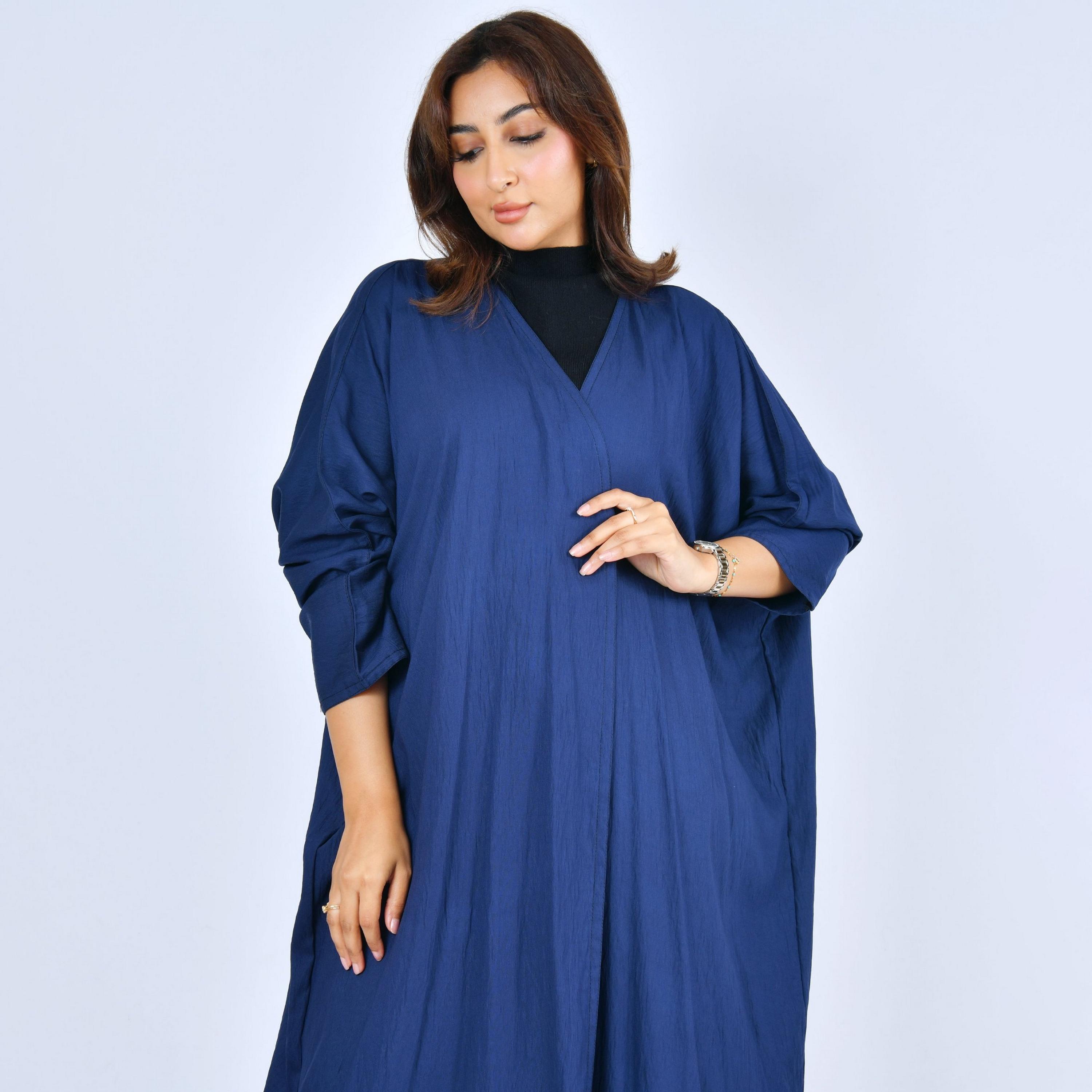 عباية "رُبع بشت" كتان نسائية - كحلي من لمحة-women-arabicclothing-abayas-image-2