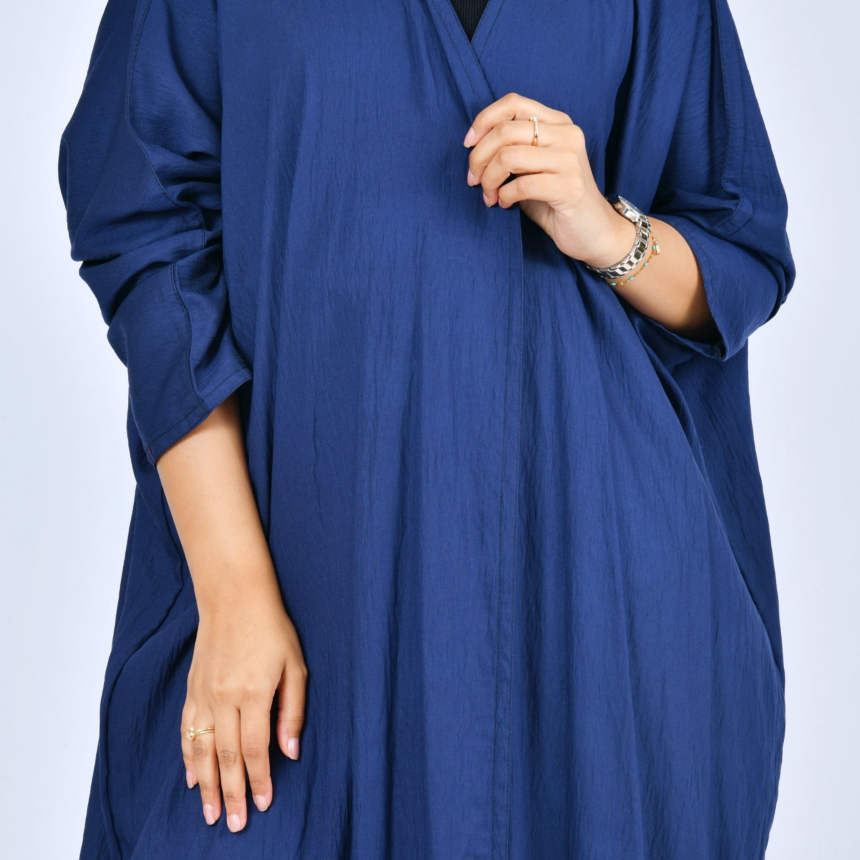 عباية "رُبع بشت" كتان نسائية - كحلي من لمحة-women-arabicclothing-abayas-image-3
