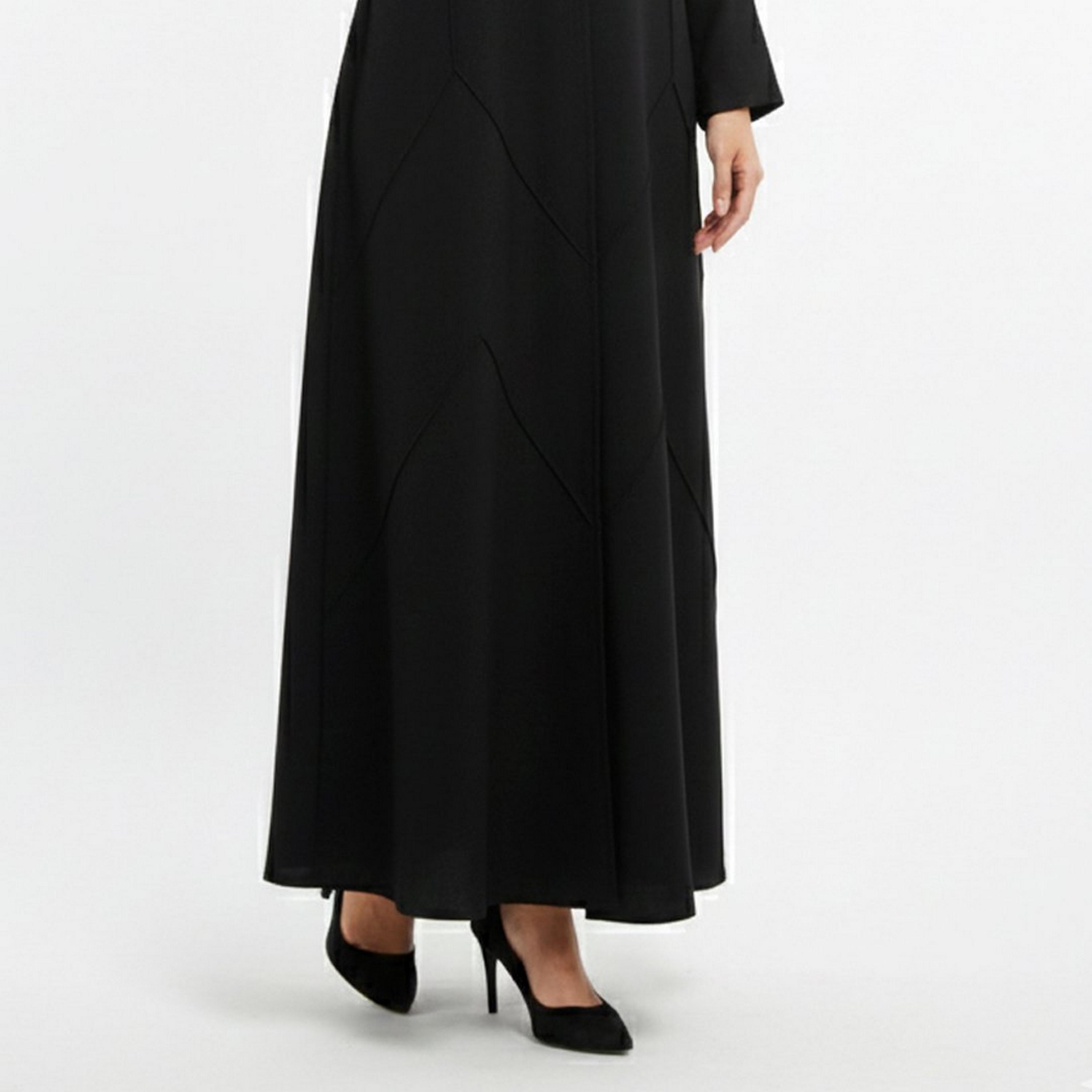Lamha Black Linen Women's Abaya-women-arabicclothing-abayas-image-3