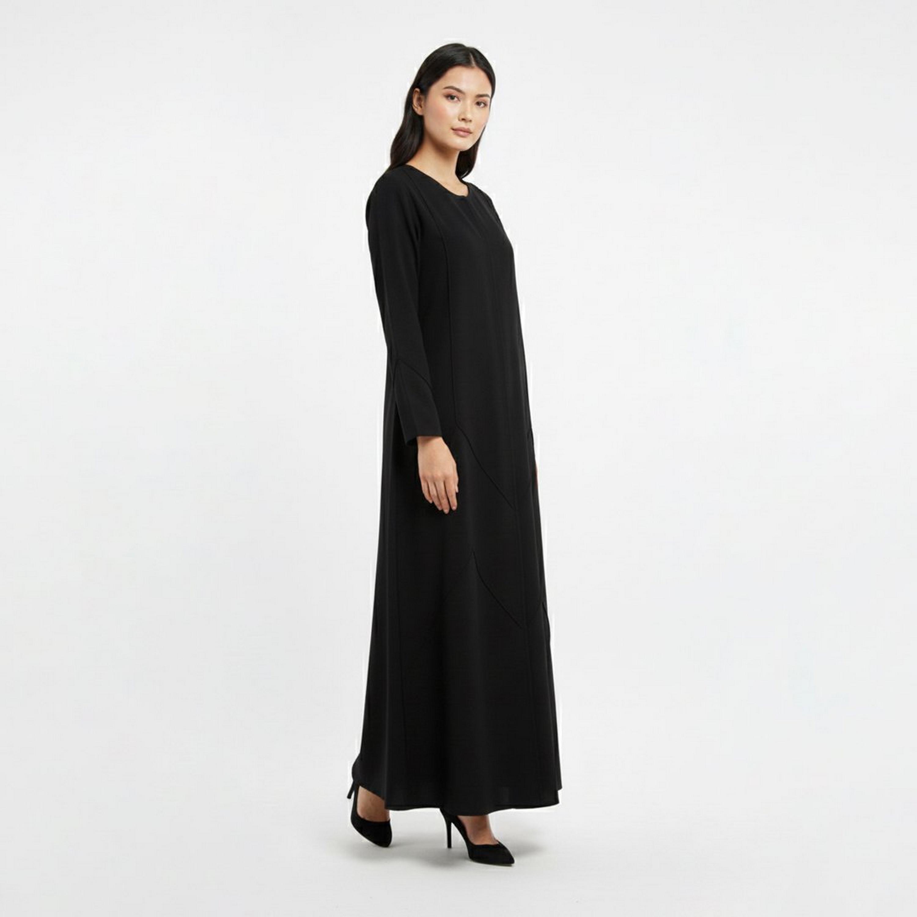 Lamha Black Linen Women's Abaya-women-arabicclothing-abayas-image-4