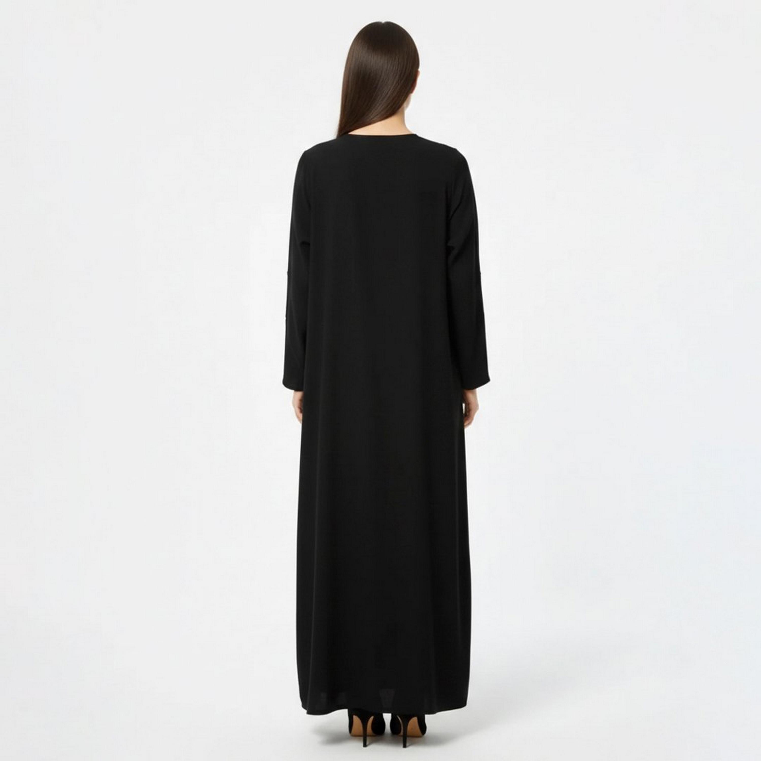 Lamha Black Linen Women's Abaya-women-arabicclothing-abayas-image-5