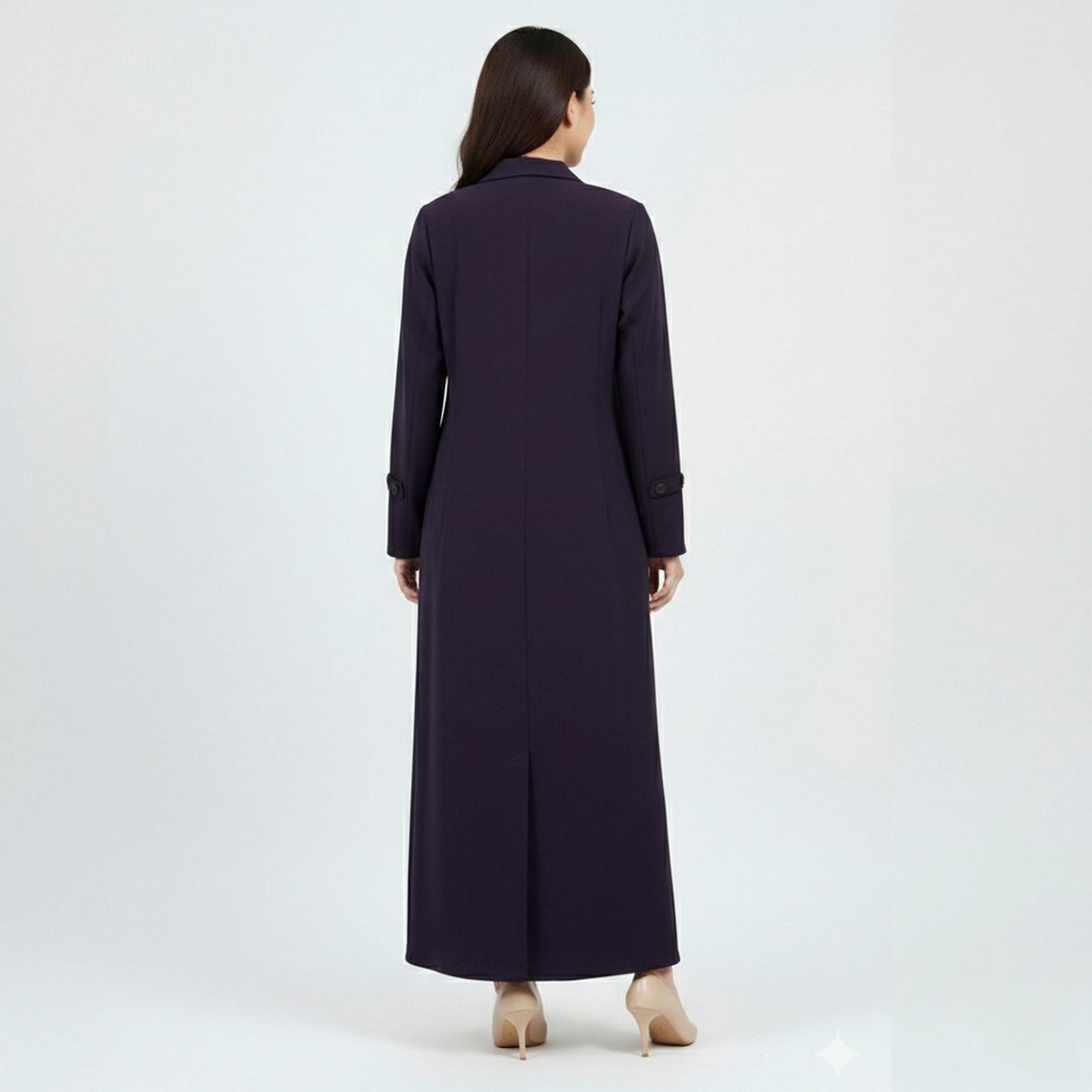 عباية رسمية "بلايزر ستايل" بياقة "لابل" كتان نسائية - بنفسجي من لمحة-women-arabicclothing-abayas-image-5