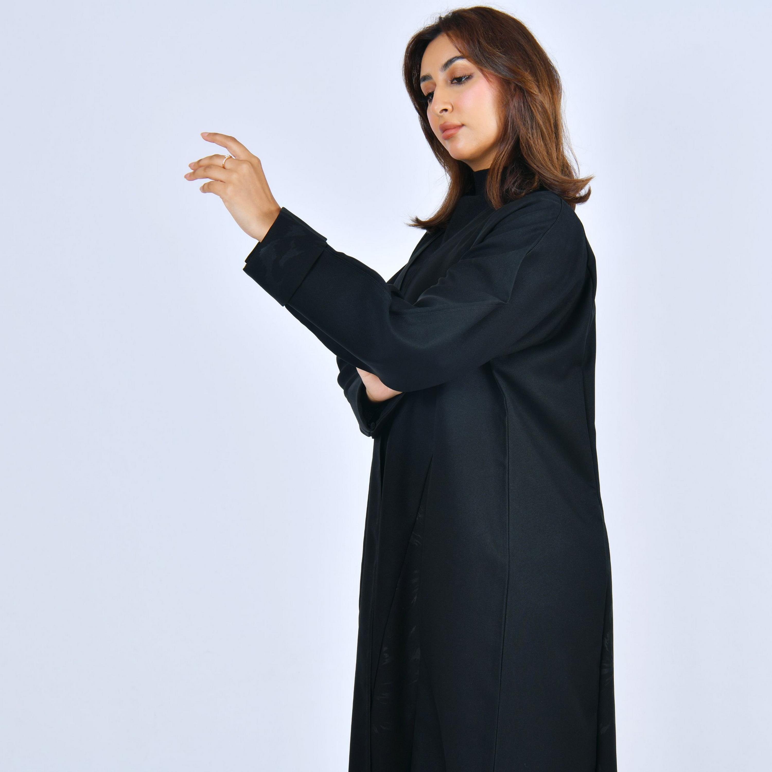 Lamha Black Linen Women's Abaya-women-arabicclothing-abayas-image-2
