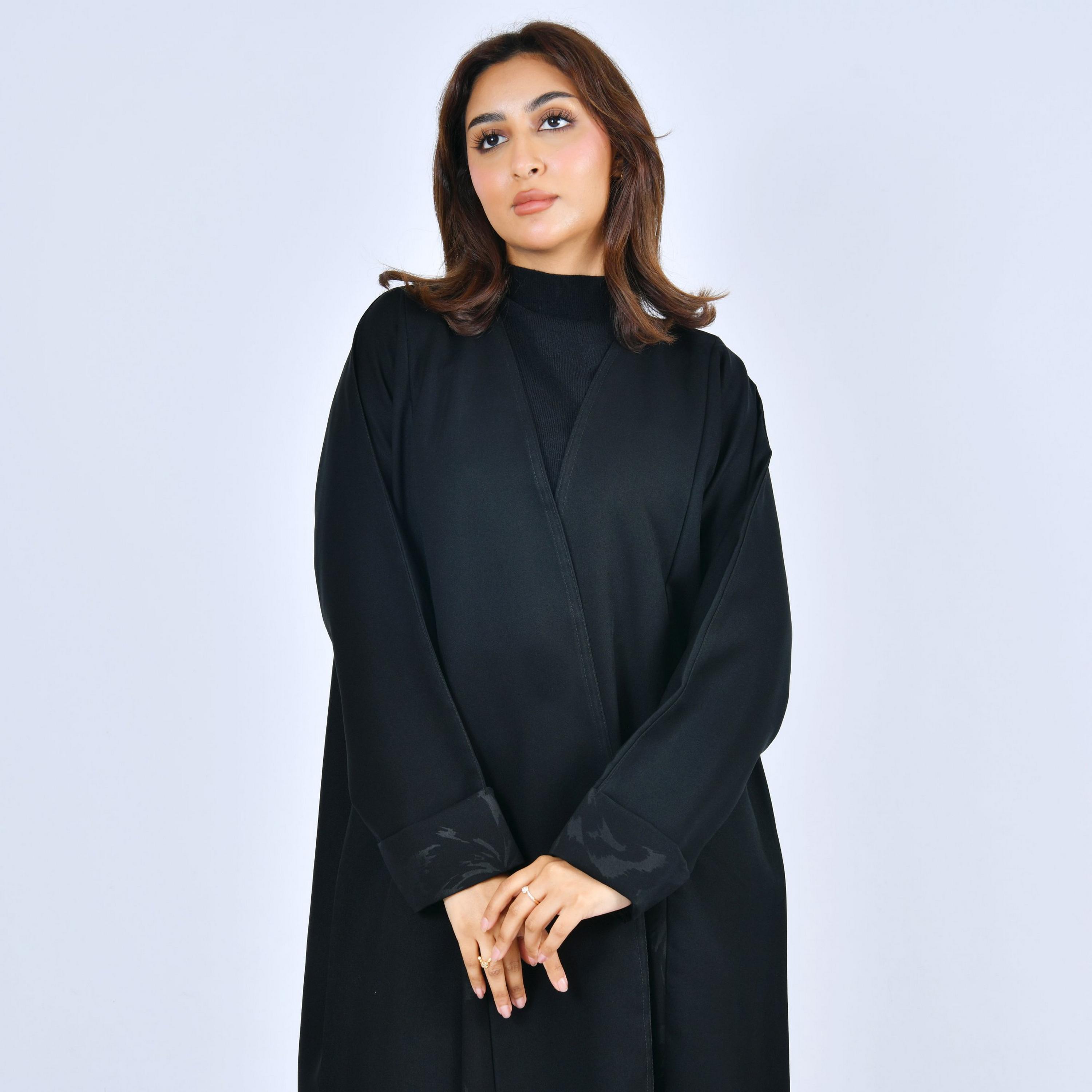 Lamha Black Linen Women's Abaya-women-arabicclothing-abayas-image-3