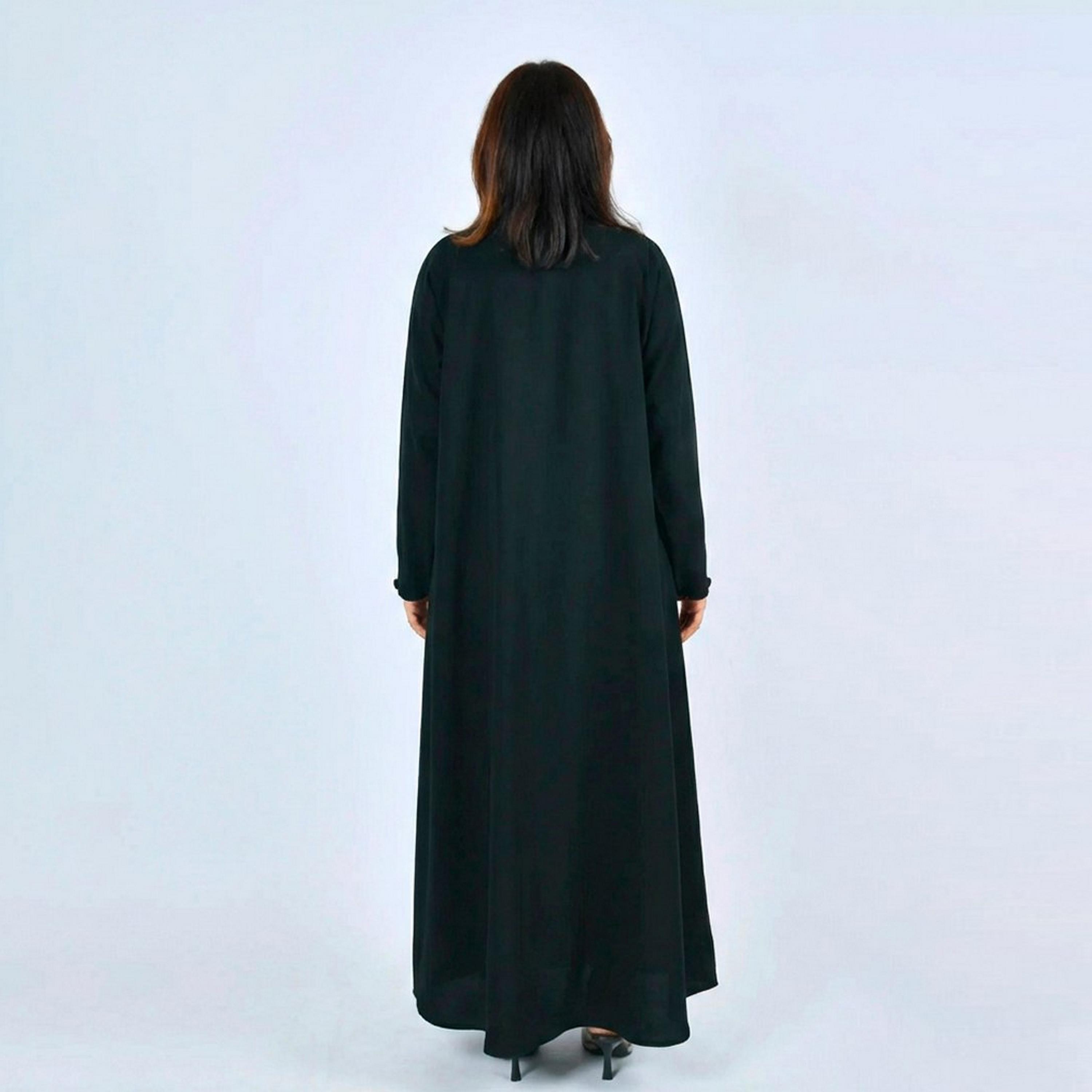 Lamha Black Lapel Collar Linen Women's Formal Blazer Style Abaya-women-arabicclothing-abayas-image-5