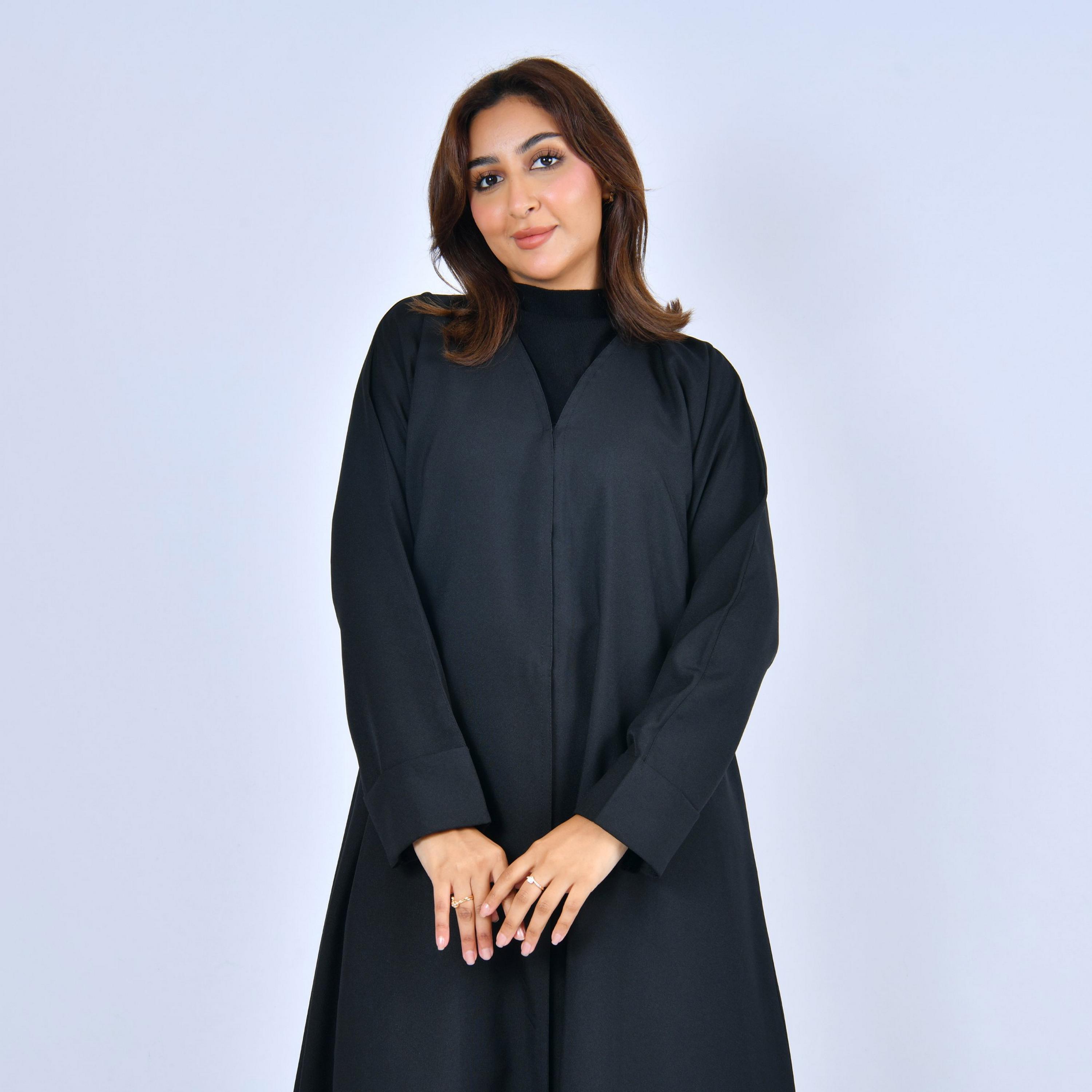 Lamha Black Linen Women's Abaya-women-arabicclothing-abayas-image-2
