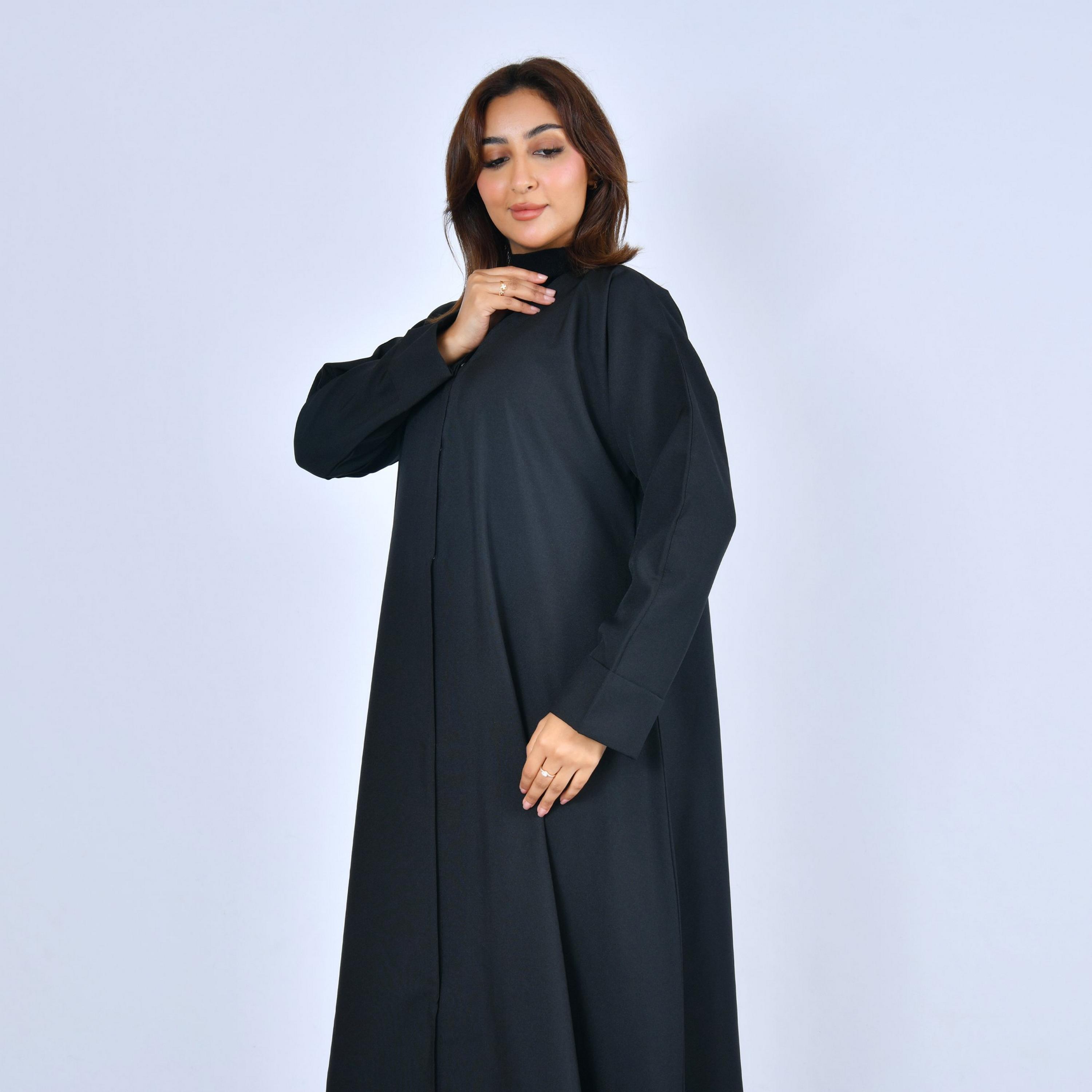 Lamha Black Linen Women's Abaya-women-arabicclothing-abayas-image-3