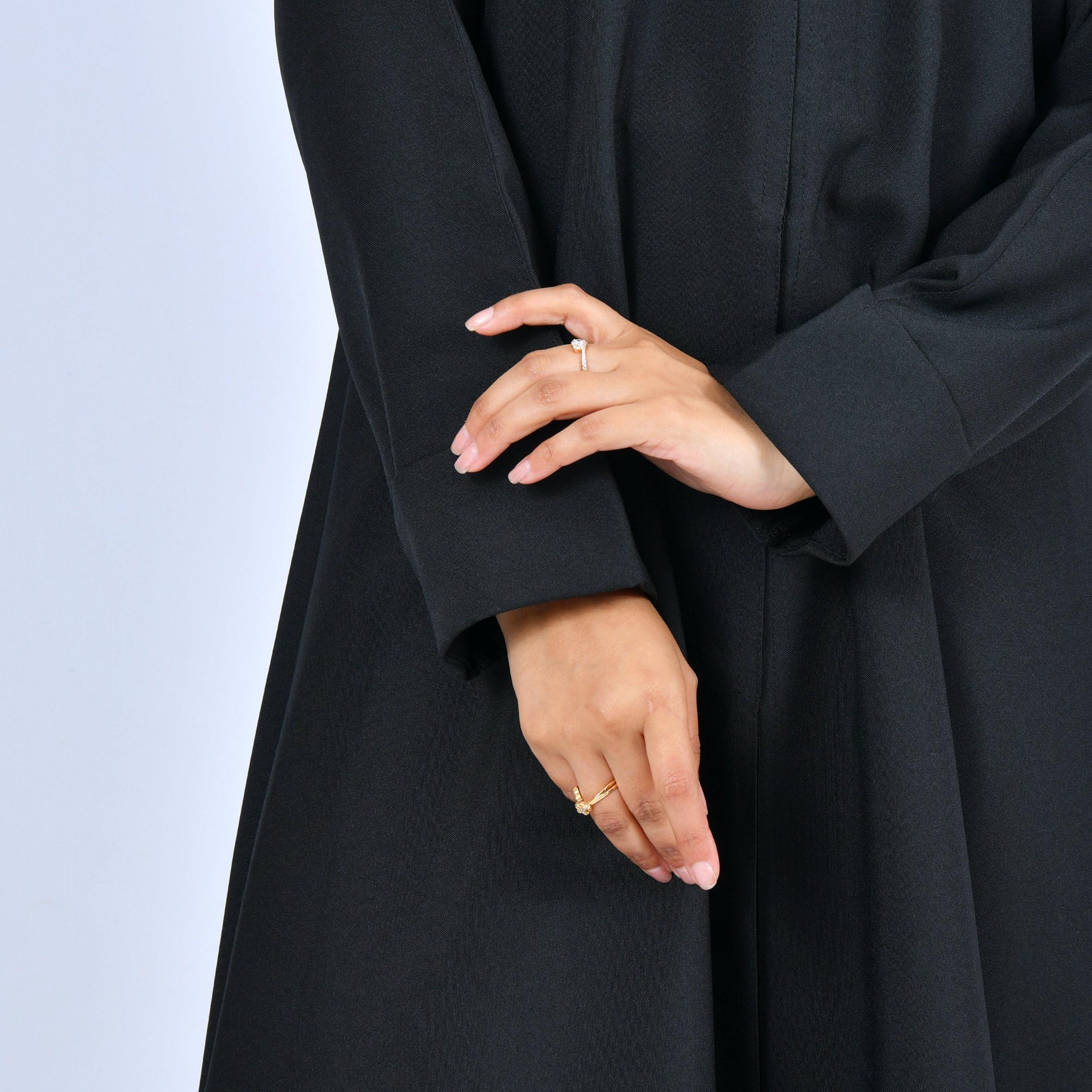 Lamha Black Linen Women's Abaya-women-arabicclothing-abayas-image-4