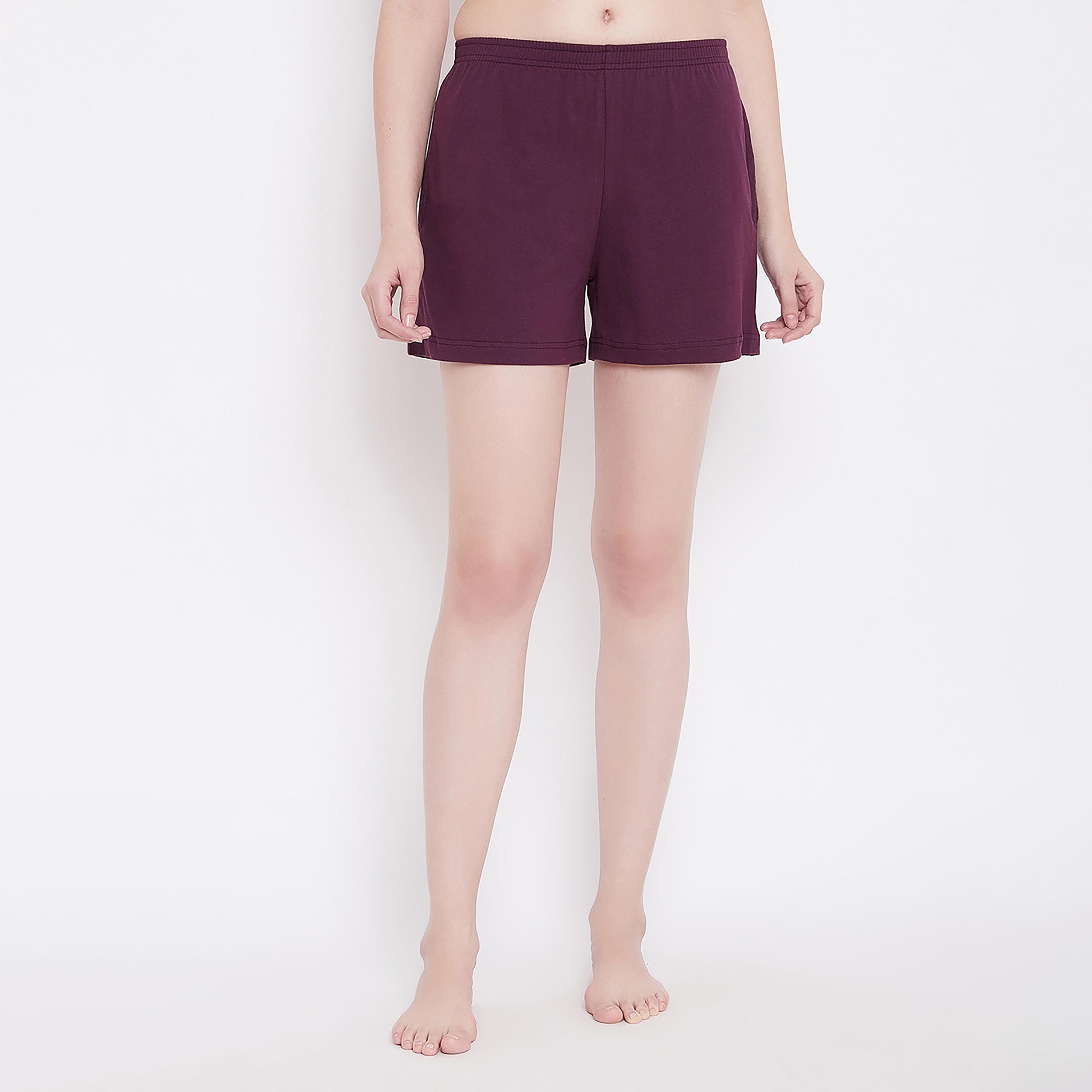 Clovia Solid Boxer Shorts with Side Pockets-women-clothing-nightwear-pyjamas-bottoms-image-2