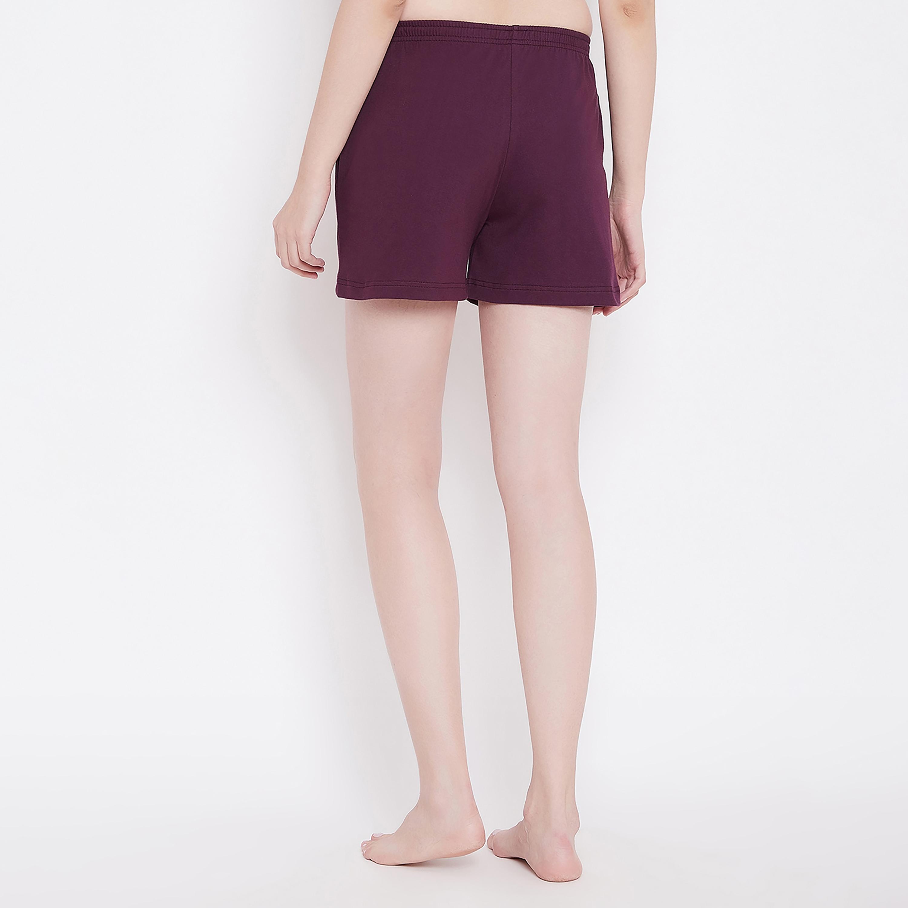 Clovia Solid Boxer Shorts with Side Pockets-women-clothing-nightwear-pyjamas-bottoms-image-5