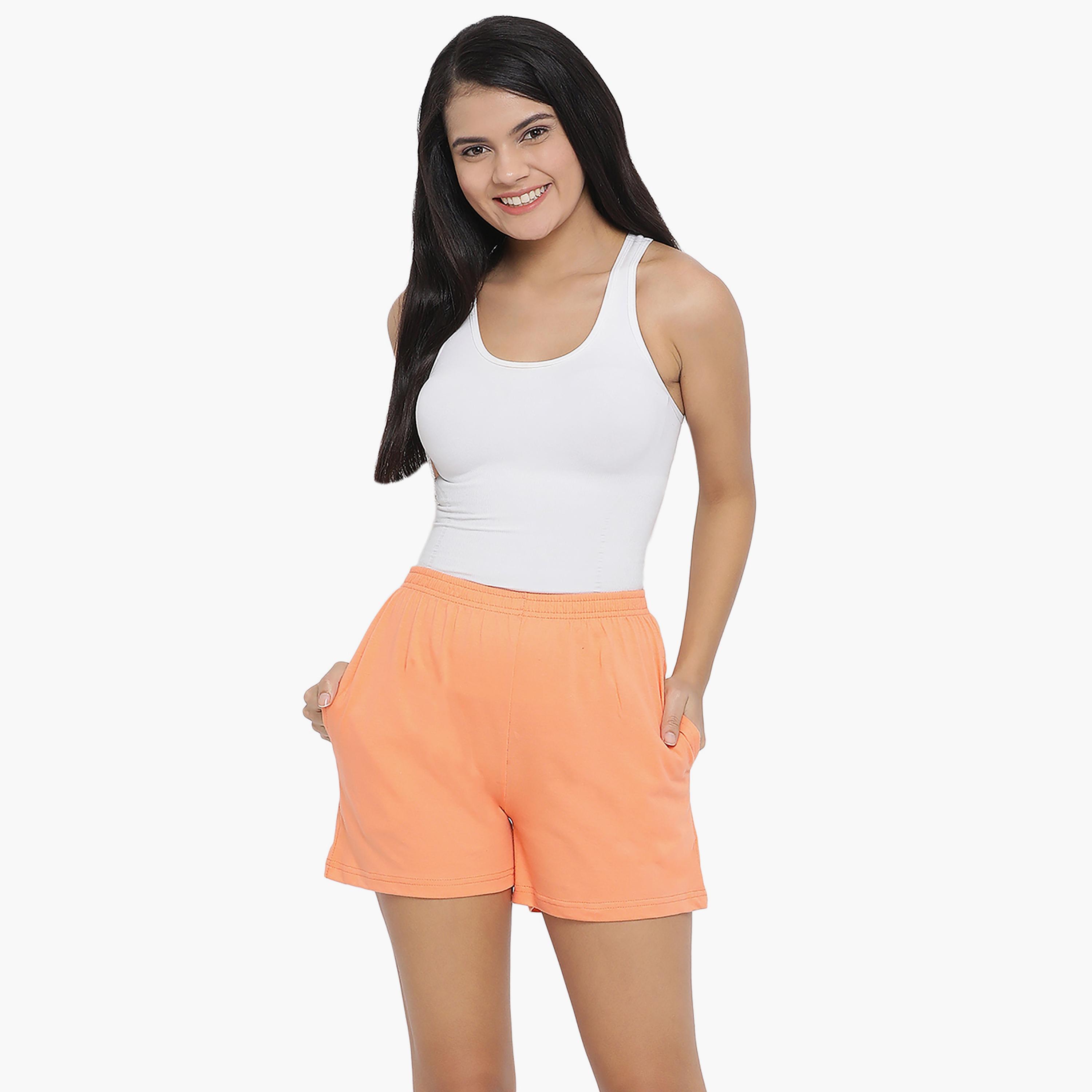 Clovia Solid Boxer Shorts with Side Pockets-women-clothing-nightwear-pyjamas-bottoms-image-1