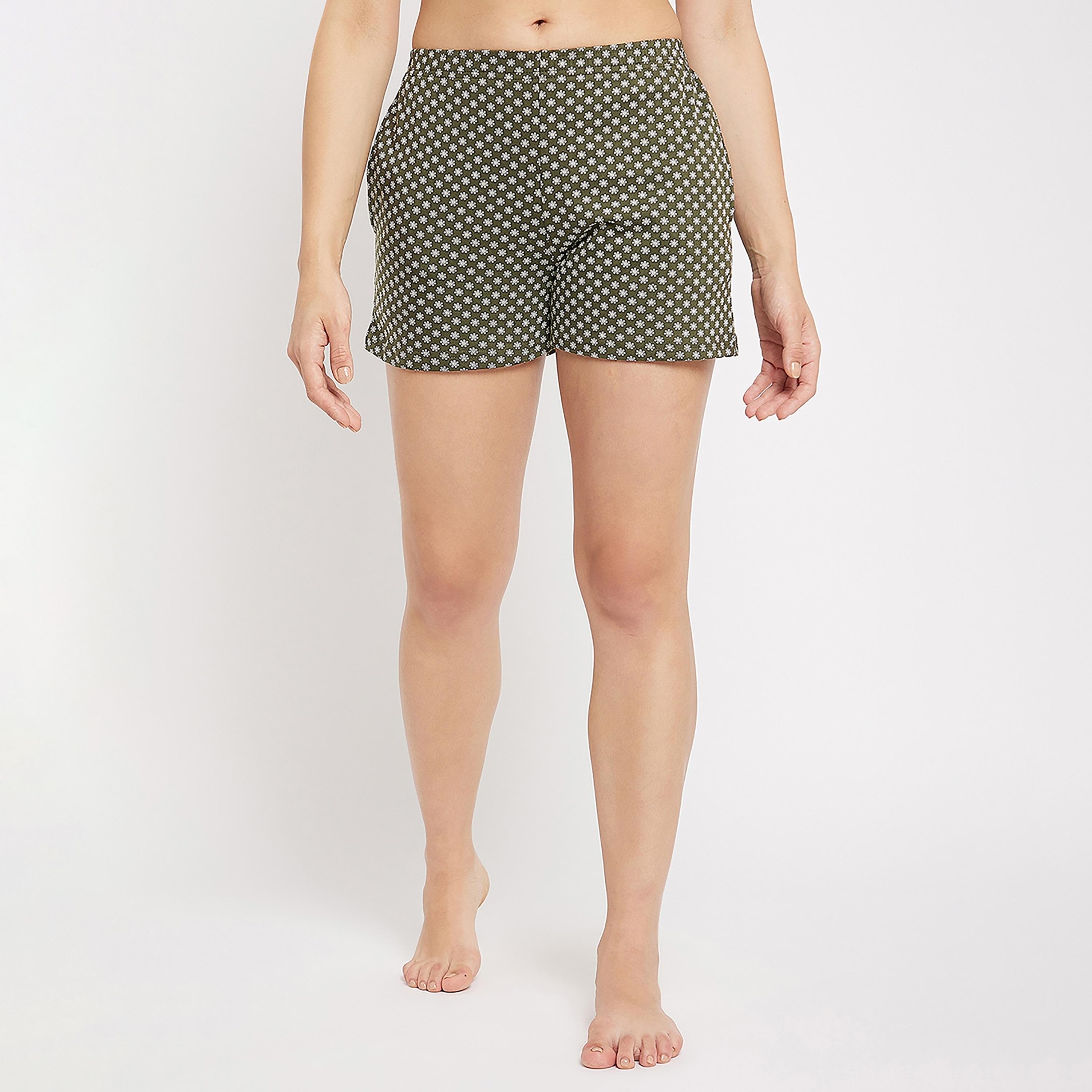 Clovia Floral Boxer Shorts with Side Pockets-women-clothing-nightwear-pyjamas-bottoms-image-2