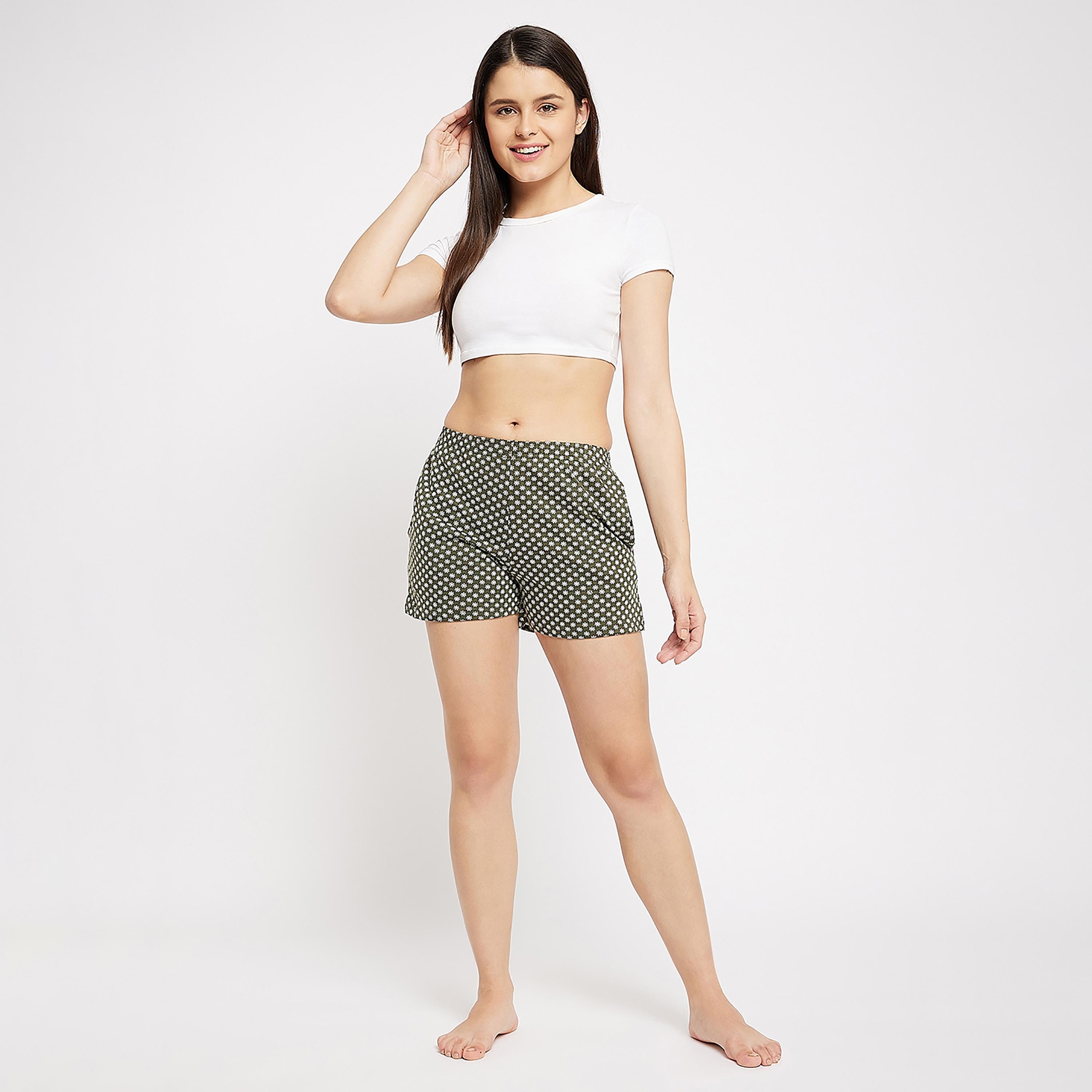 Clovia Floral Boxer Shorts with Side Pockets-women-clothing-nightwear-pyjamas-bottoms-image-3