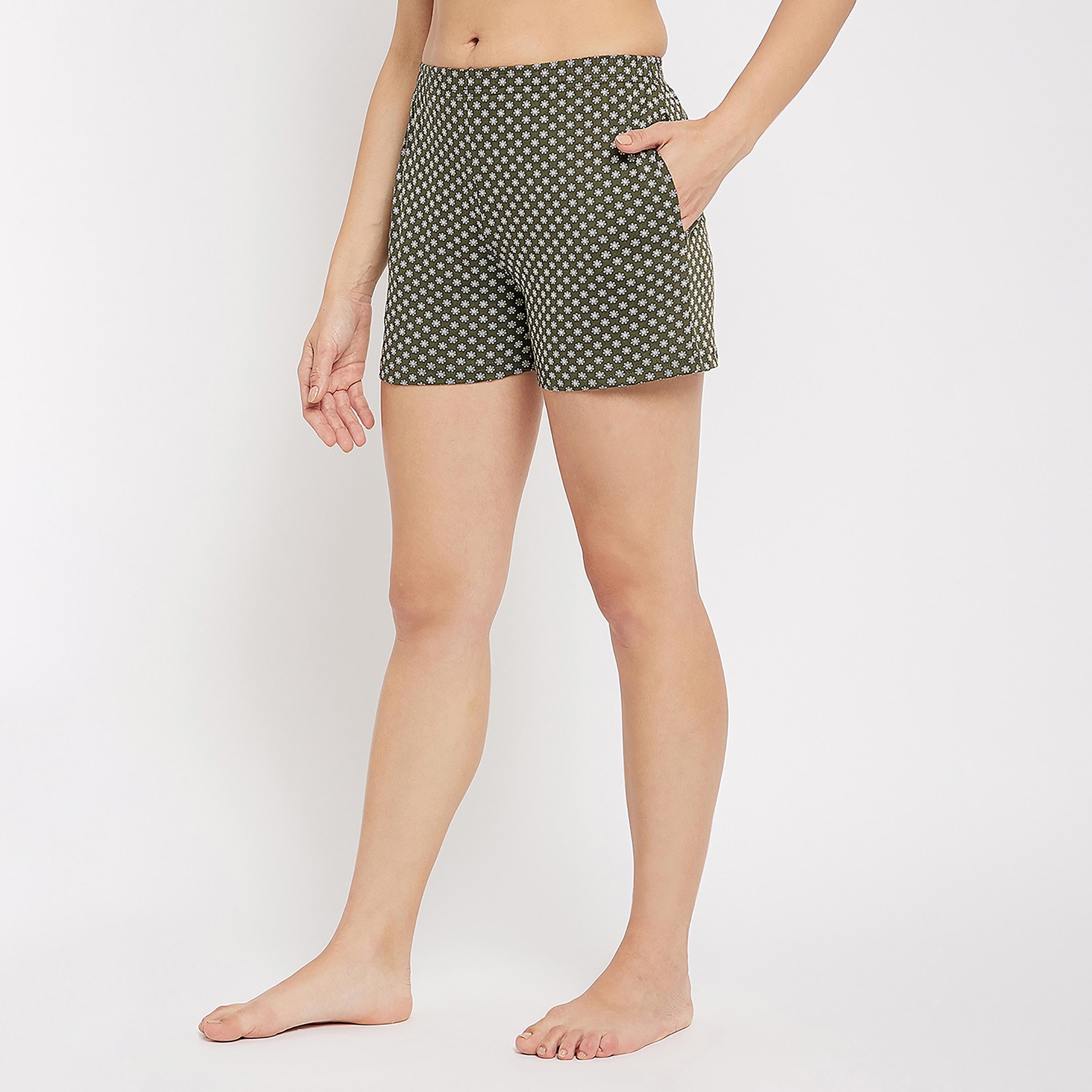 Clovia Floral Boxer Shorts with Side Pockets-women-clothing-nightwear-pyjamas-bottoms-image-6