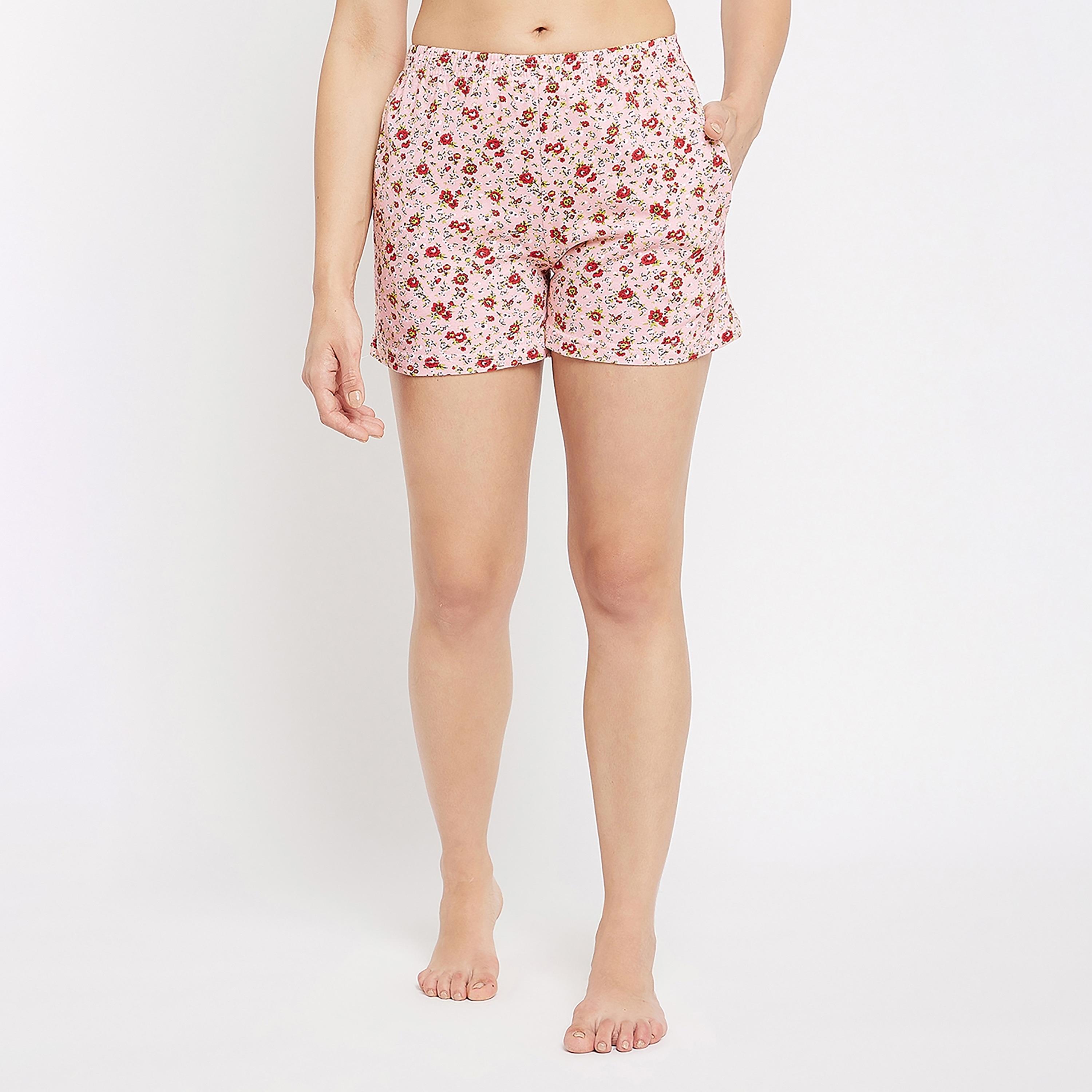 Clovia Floral Boxer Shorts with Side Pockets-women-clothing-nightwear-pyjamas-bottoms-image-2