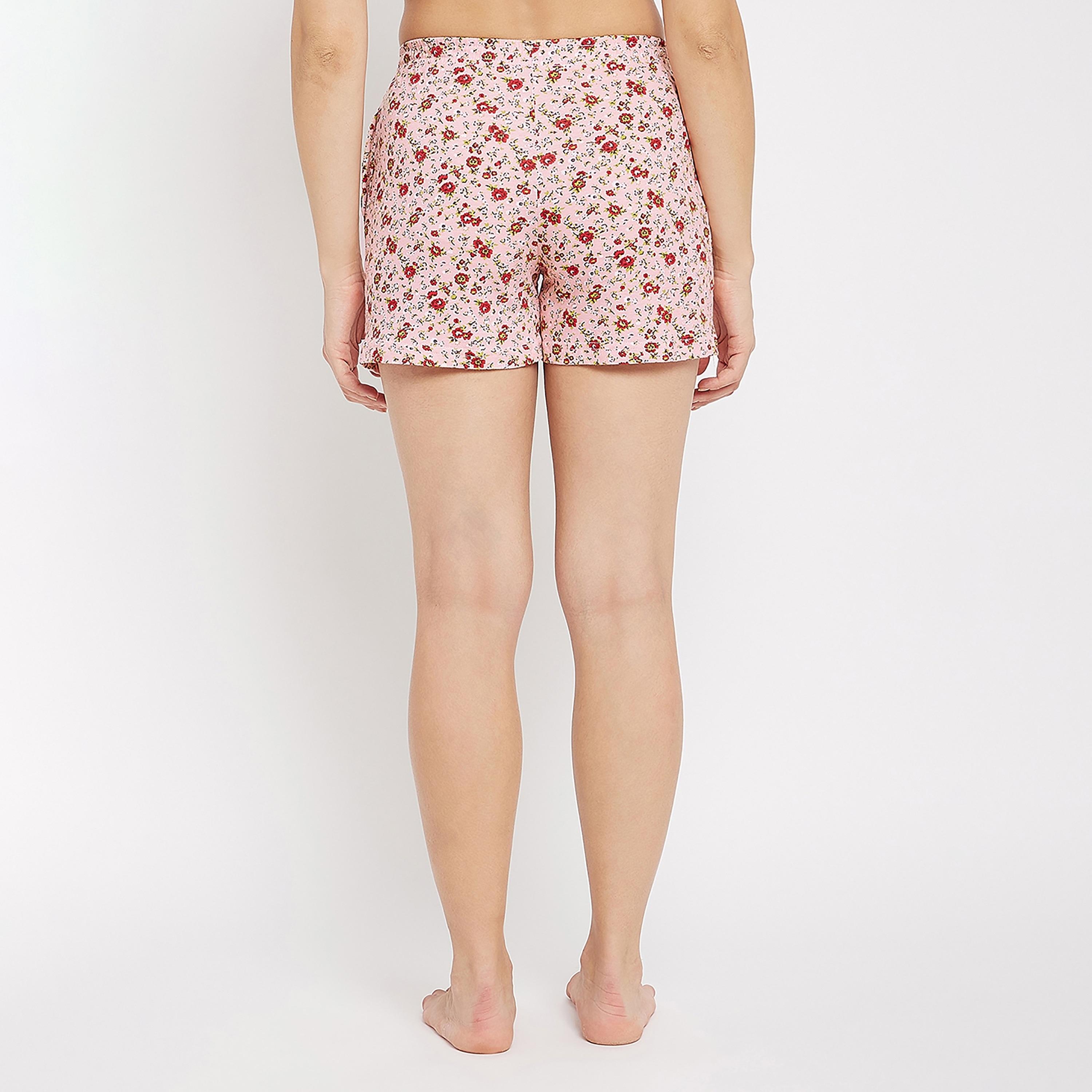 Clovia Floral Boxer Shorts with Side Pockets-women-clothing-nightwear-pyjamas-bottoms-image-5