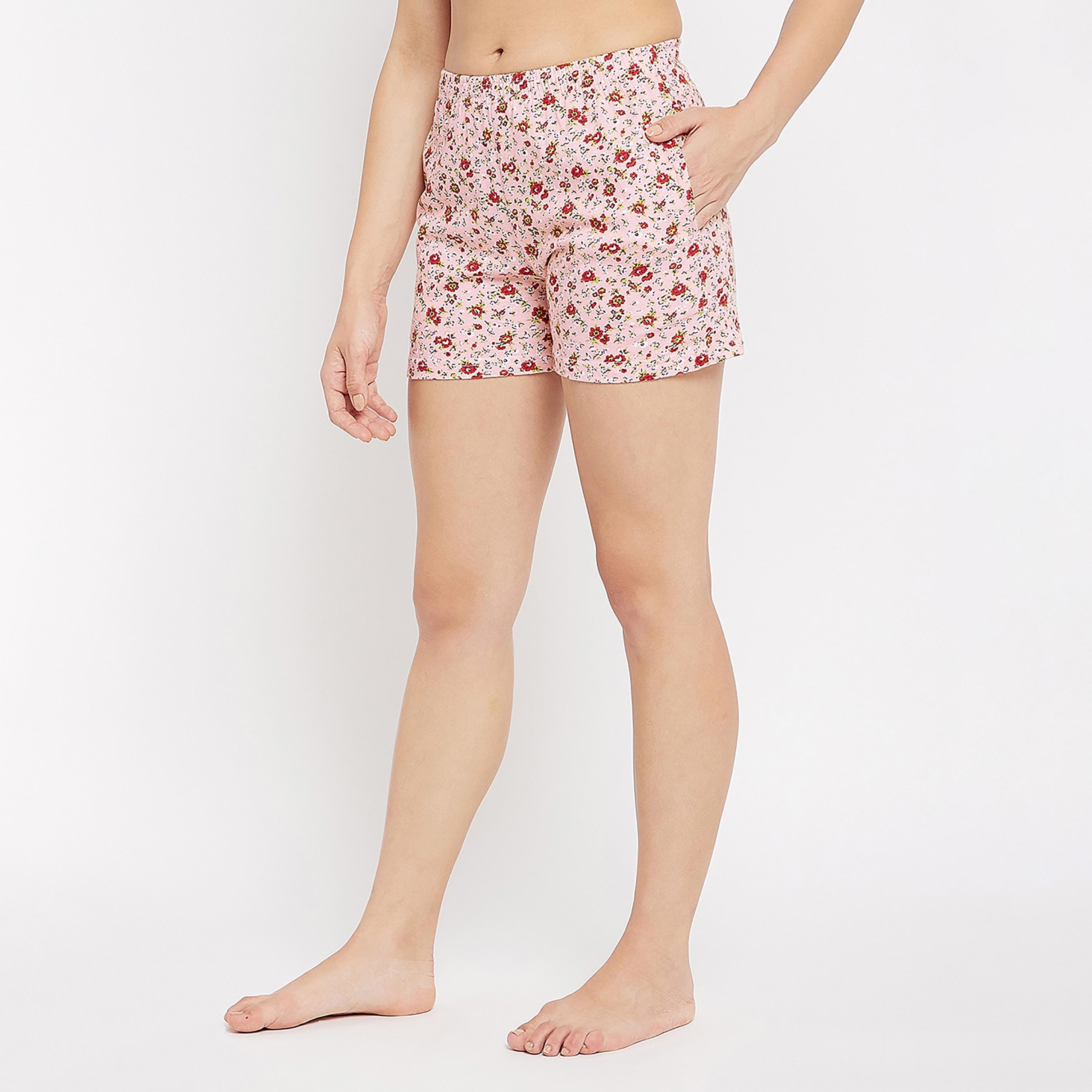 Clovia Floral Boxer Shorts with Side Pockets-women-clothing-nightwear-pyjamas-bottoms-image-6