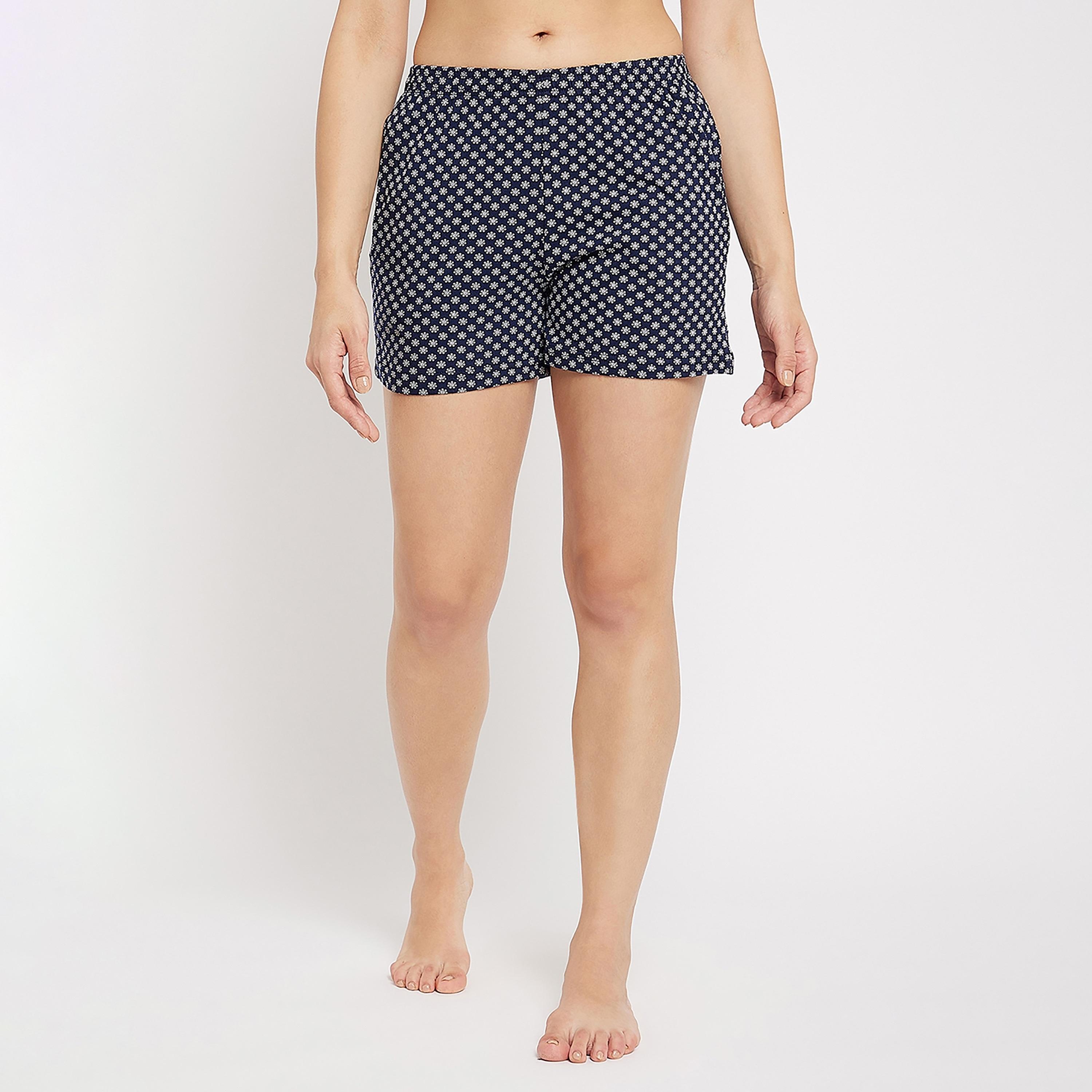 Clovia Floral Boxer Shorts with Side Pockets-women-clothing-nightwear-pyjamas-bottoms-image-2